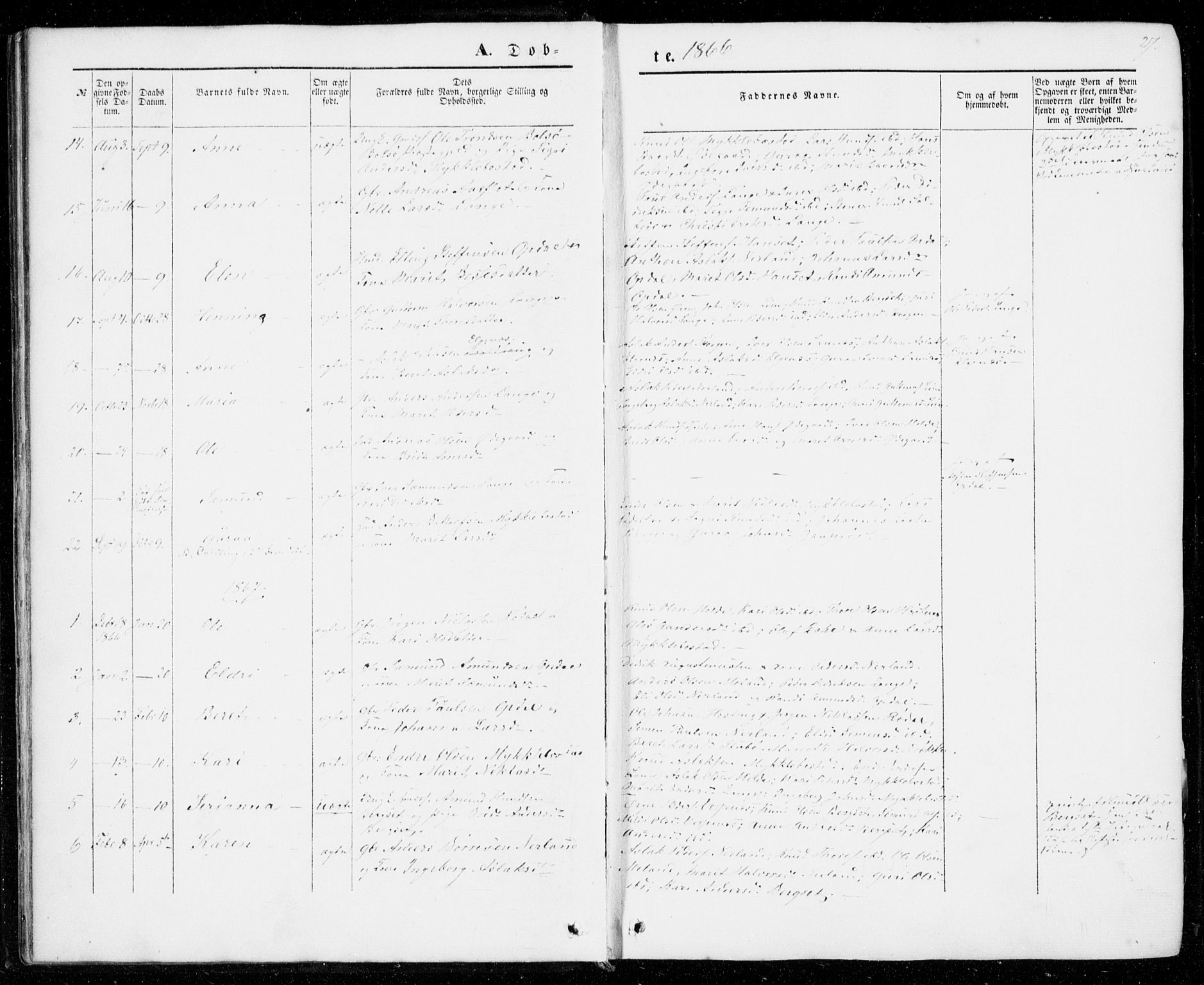 Ministerialprotokoller, klokkerbøker og fødselsregistre - Møre og Romsdal, SAT/A-1454/554/L0643: Parish register (official) no. 554A01, 1846-1879, p. 27