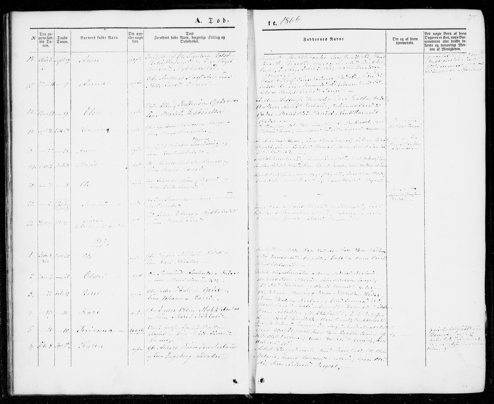 Ministerialprotokoller, klokkerbøker og fødselsregistre - Møre og Romsdal, AV/SAT-A-1454/554/L0643: Parish register (official) no. 554A01, 1846-1879, p. 27