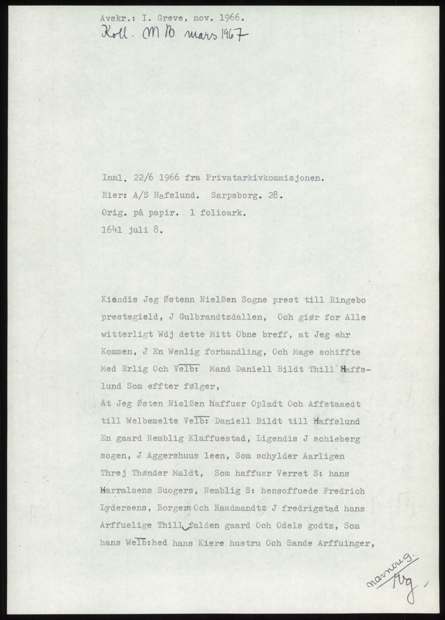 Samlinger til kildeutgivelse, Diplomavskriftsamlingen, AV/RA-EA-4053/H/Ha, p. 242