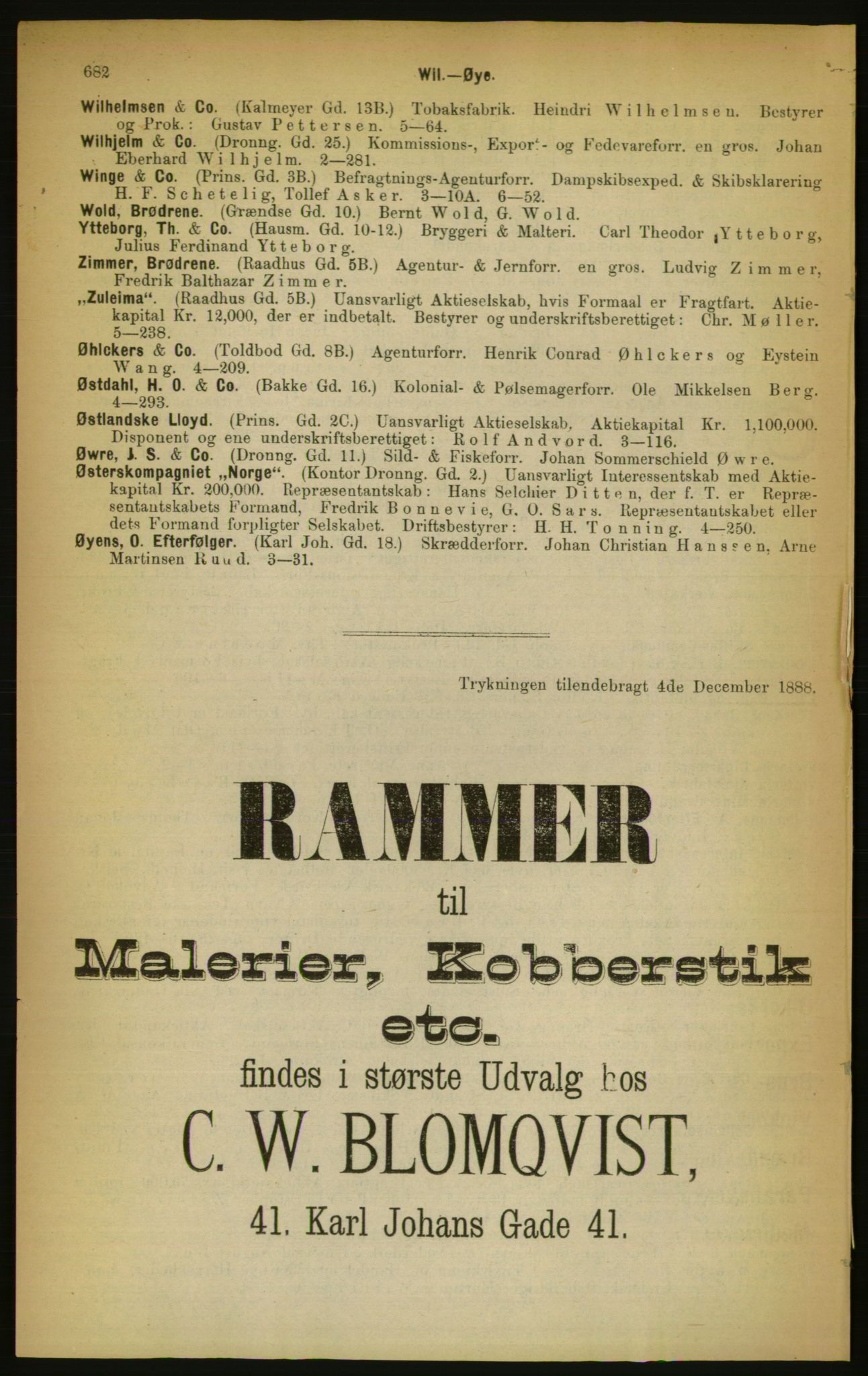 Kristiania/Oslo adressebok, PUBL/-, 1889, p. 682