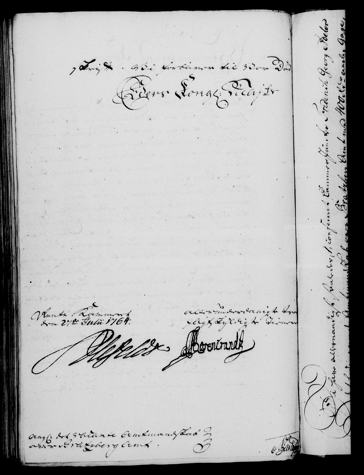 Rentekammeret, Kammerkanselliet, AV/RA-EA-3111/G/Gf/Gfa/L0046: Norsk relasjons- og resolusjonsprotokoll (merket RK 52.46), 1764, p. 300