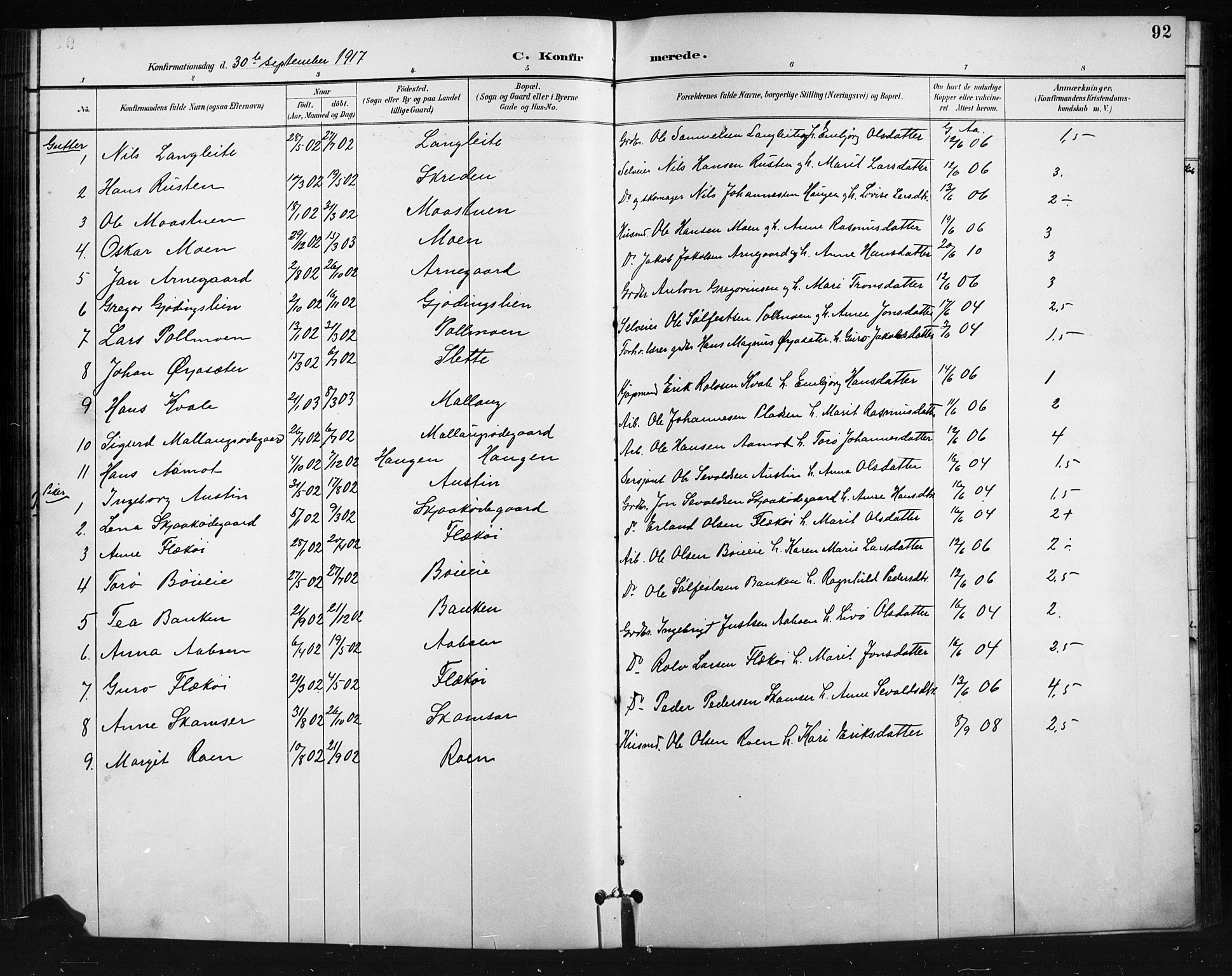 Skjåk prestekontor, AV/SAH-PREST-072/H/Ha/Hab/L0004: Parish register (copy) no. 4, 1895-1921, p. 92