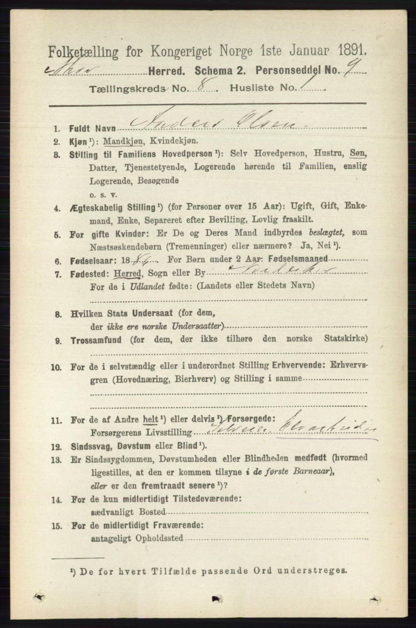 RA, 1891 census for 0613 Norderhov, 1891, p. 5567