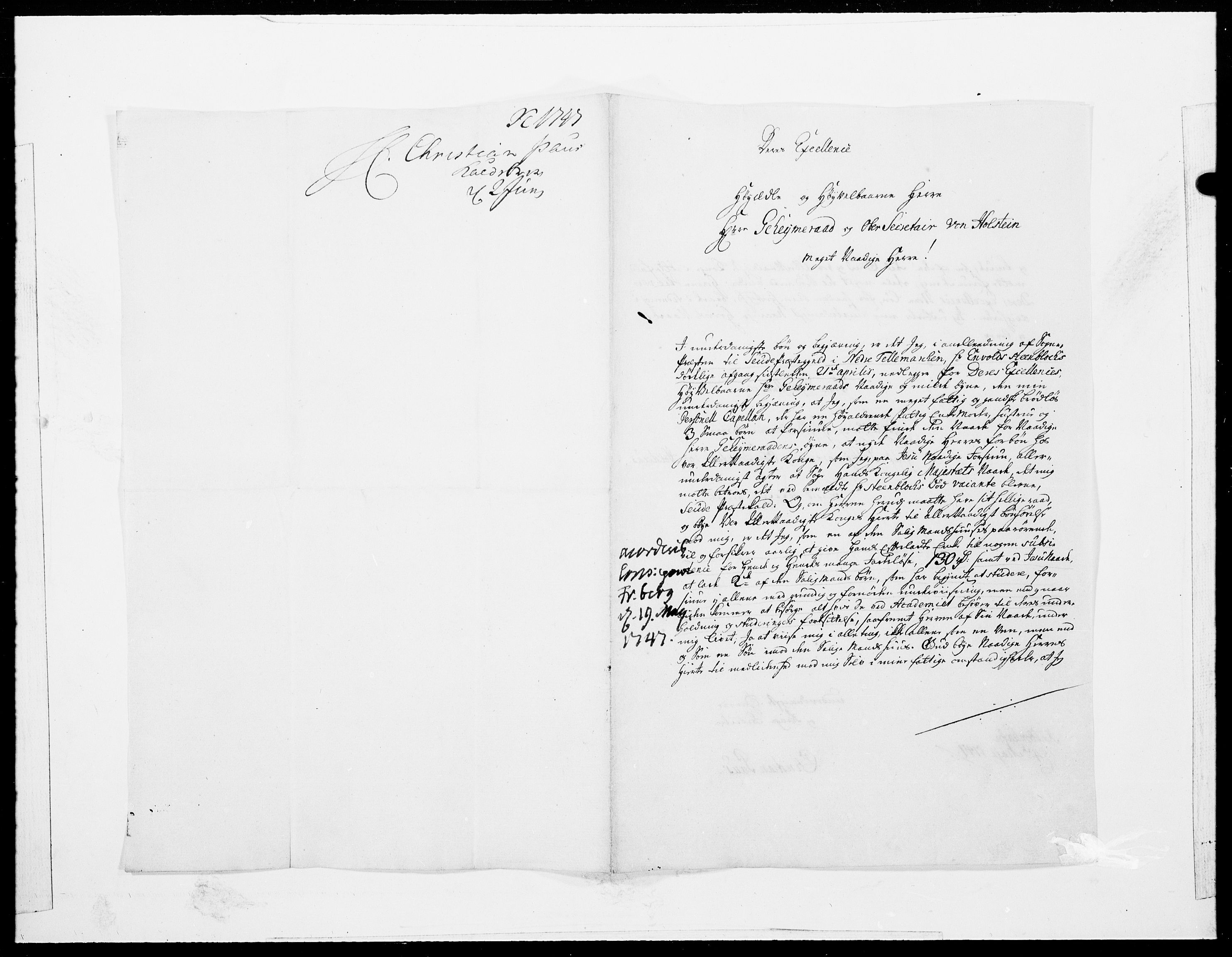 Danske Kanselli 1572-1799, RA/EA-3023/F/Fc/Fcc/Fcca/L0146: Norske innlegg 1572-1799, 1747, p. 443