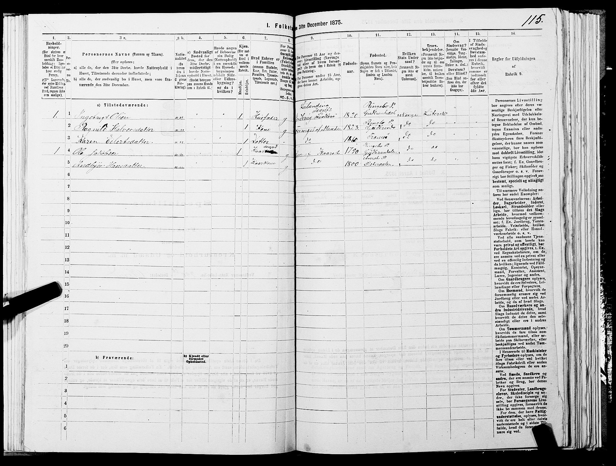 SATØ, 1875 census for 1933P Balsfjord, 1875, p. 1115