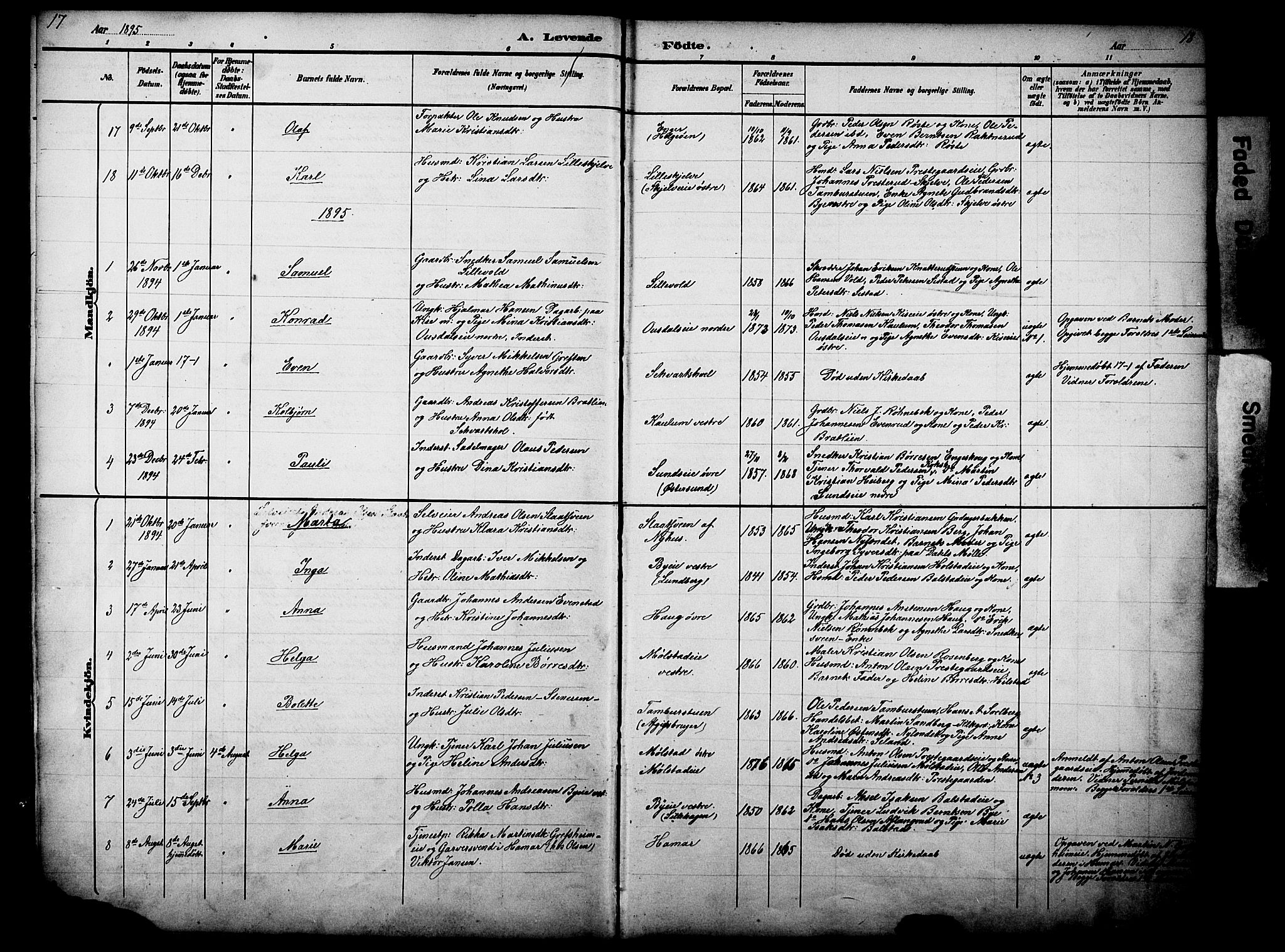 Nes prestekontor, Hedmark, SAH/PREST-020/L/La/L0006: Parish register (copy) no. 6, 1890-1932, p. 17-18