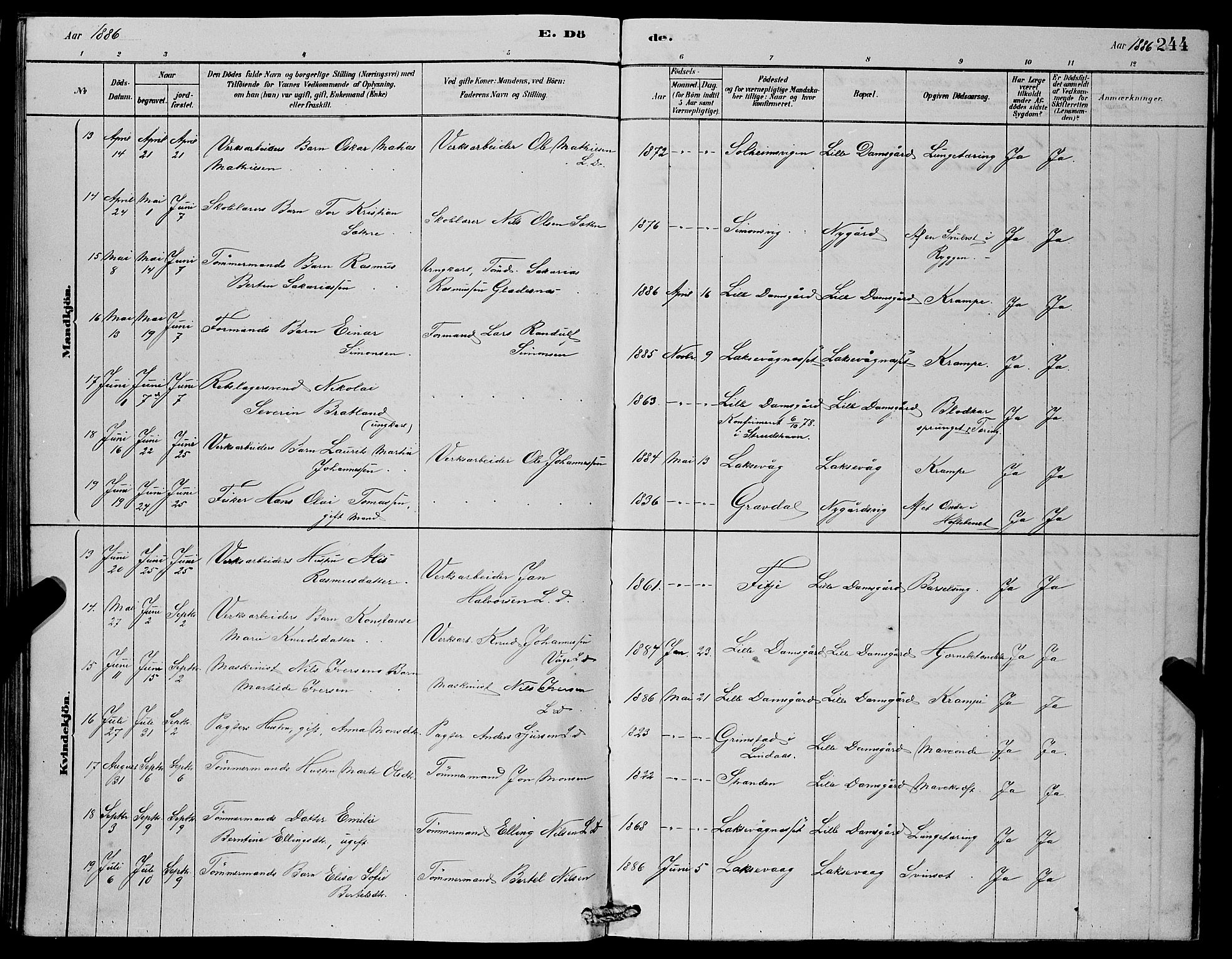 Laksevåg Sokneprestembete, AV/SAB-A-76501/H/Ha/Hab/Haba/L0002: Parish register (copy) no. A 2, 1877-1887, p. 244