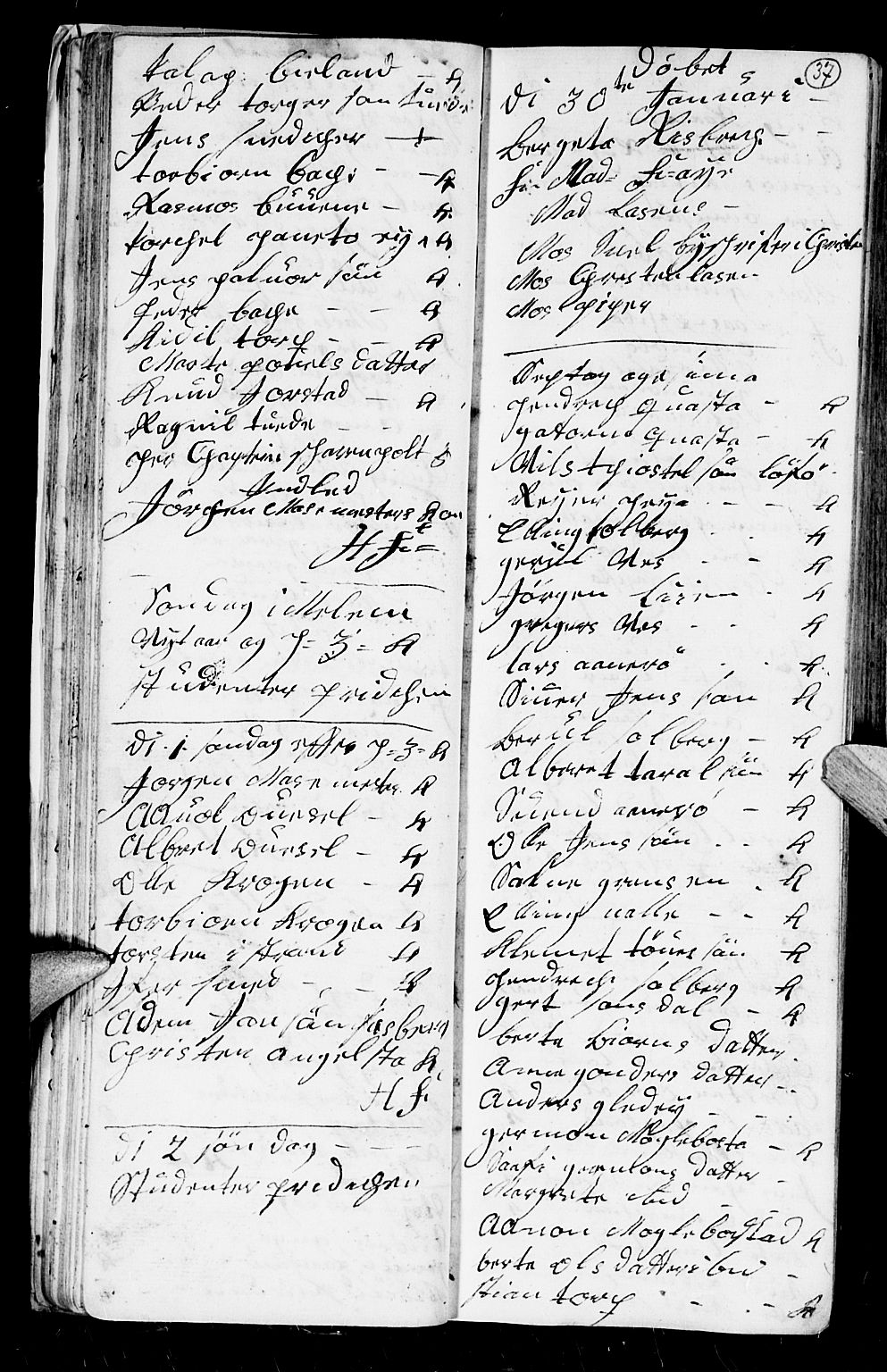 Holt sokneprestkontor, AV/SAK-1111-0021/F/Fb/L0004: Parish register (copy) no. B 4, 1730-1746, p. 37