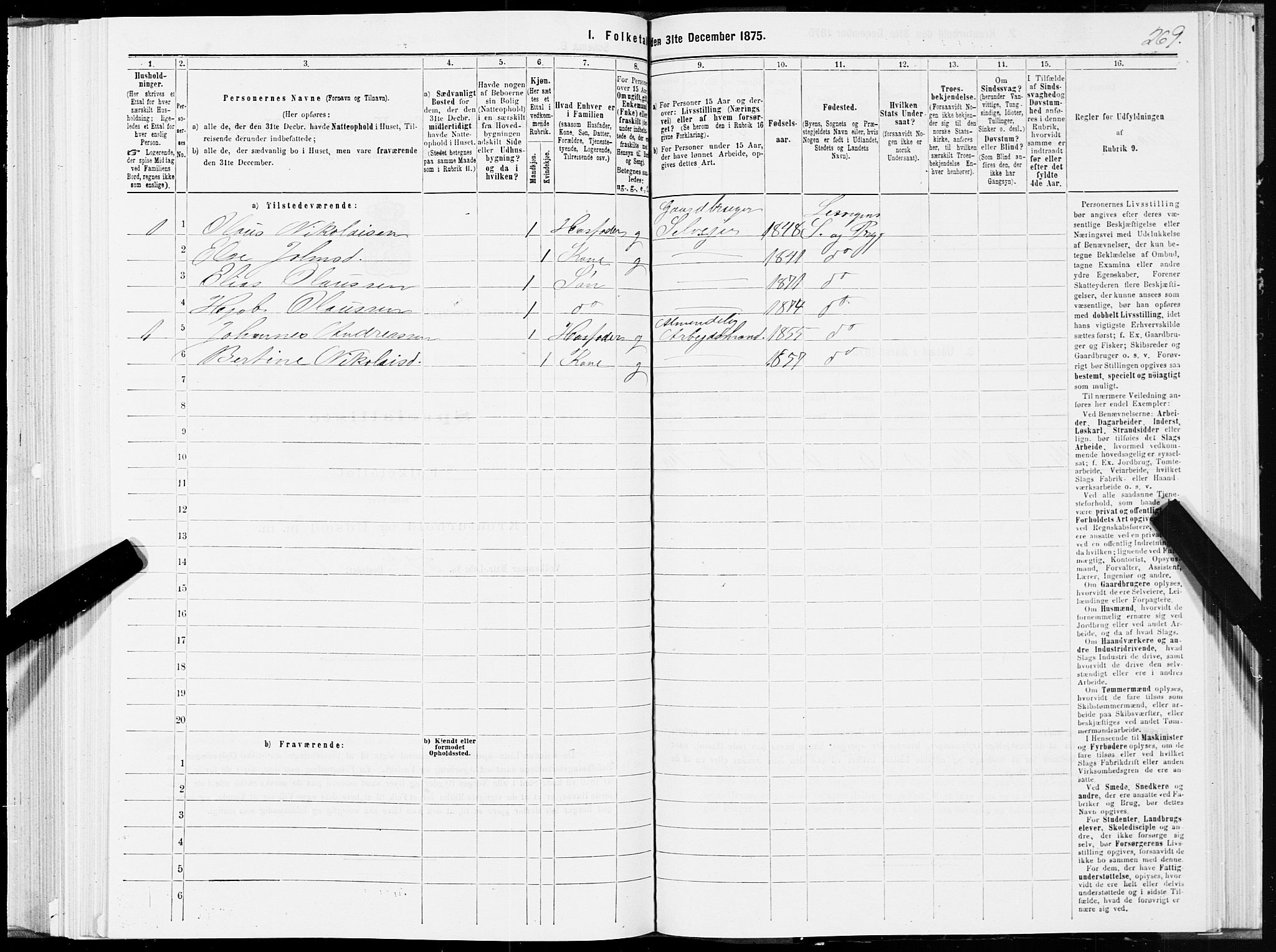 SAT, 1875 census for 1718P Leksvik, 1875, p. 1269