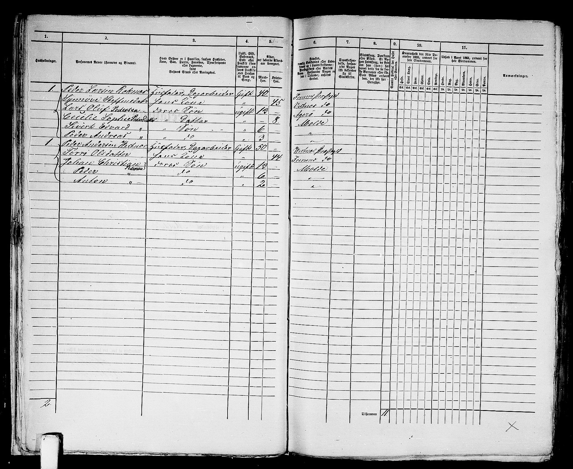 RA, 1865 census for Molde, 1865, p. 17