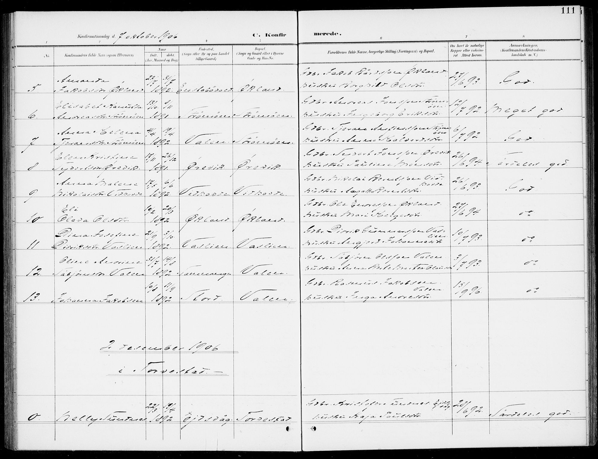 Sveio Sokneprestembete, AV/SAB-A-78501/H/Haa: Parish register (official) no. C 3, 1899-1916, p. 111