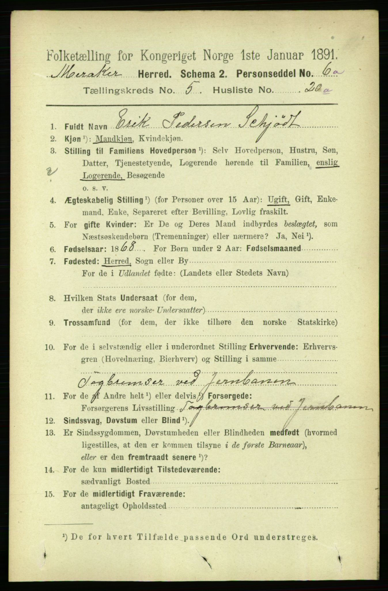 RA, 1891 census for 1711 Meråker, 1891, p. 2005