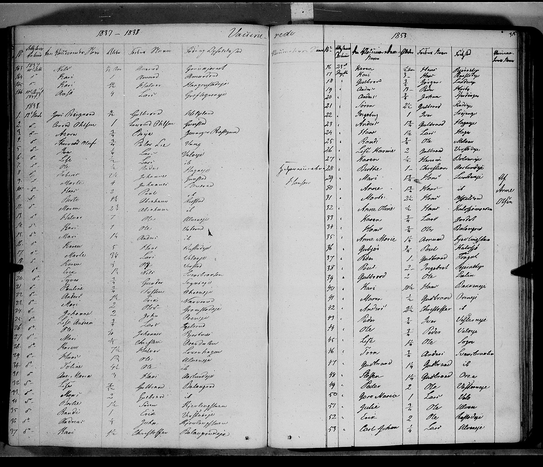 Jevnaker prestekontor, SAH/PREST-116/H/Ha/Haa/L0006: Parish register (official) no. 6, 1837-1857, p. 315