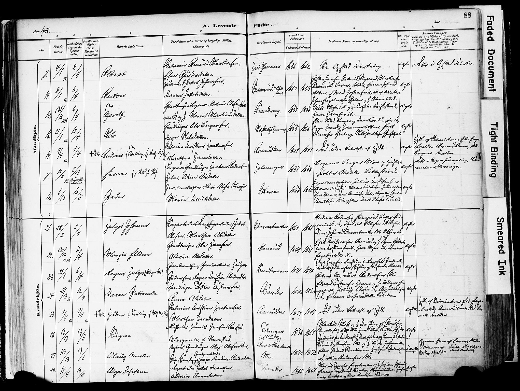 Sør-Odal prestekontor, SAH/PREST-030/H/Ha/Haa/L0006: Parish register (official) no. 6, 1886-1931, p. 88