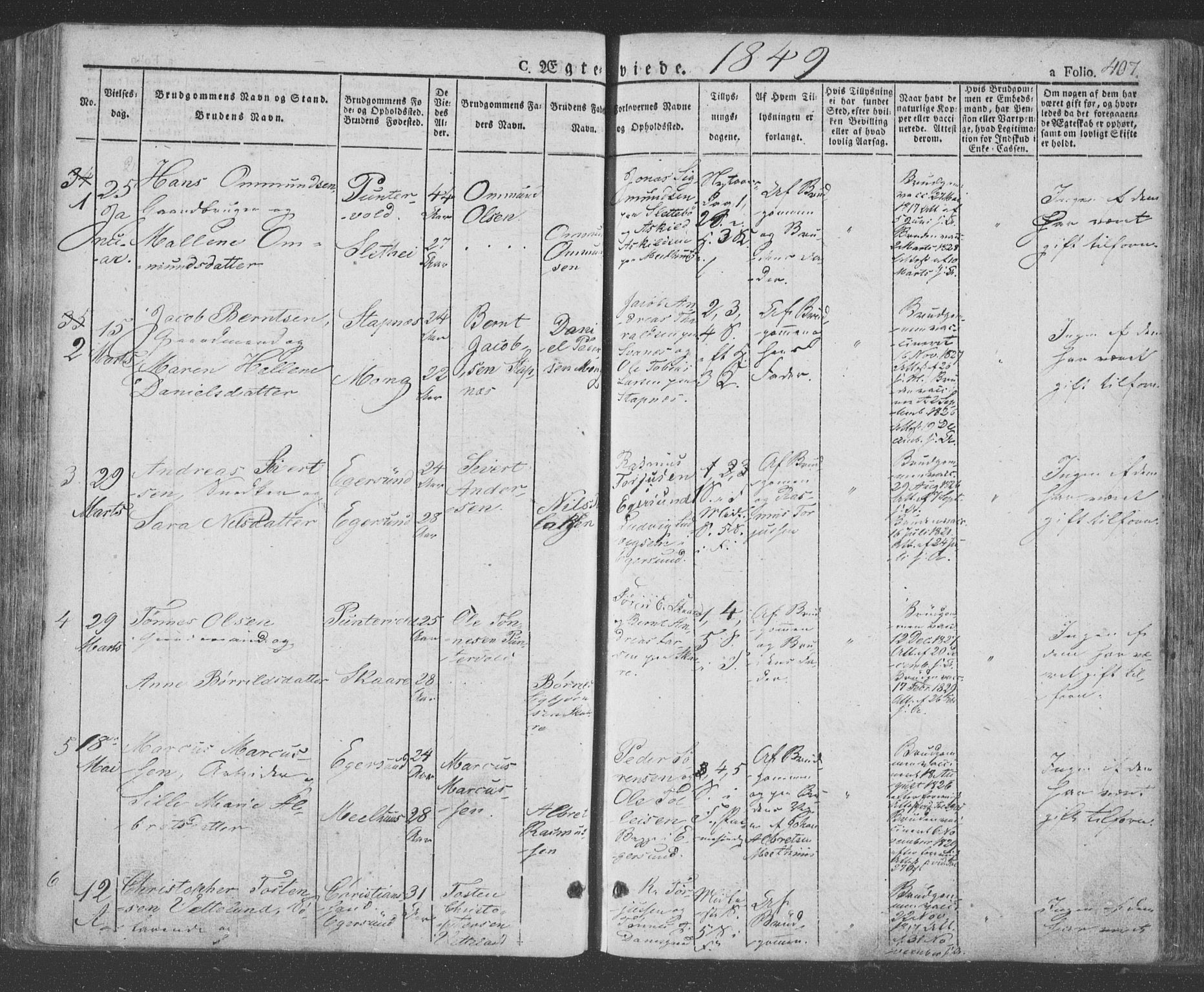 Eigersund sokneprestkontor, AV/SAST-A-101807/S08/L0009: Parish register (official) no. A 9, 1827-1850, p. 407