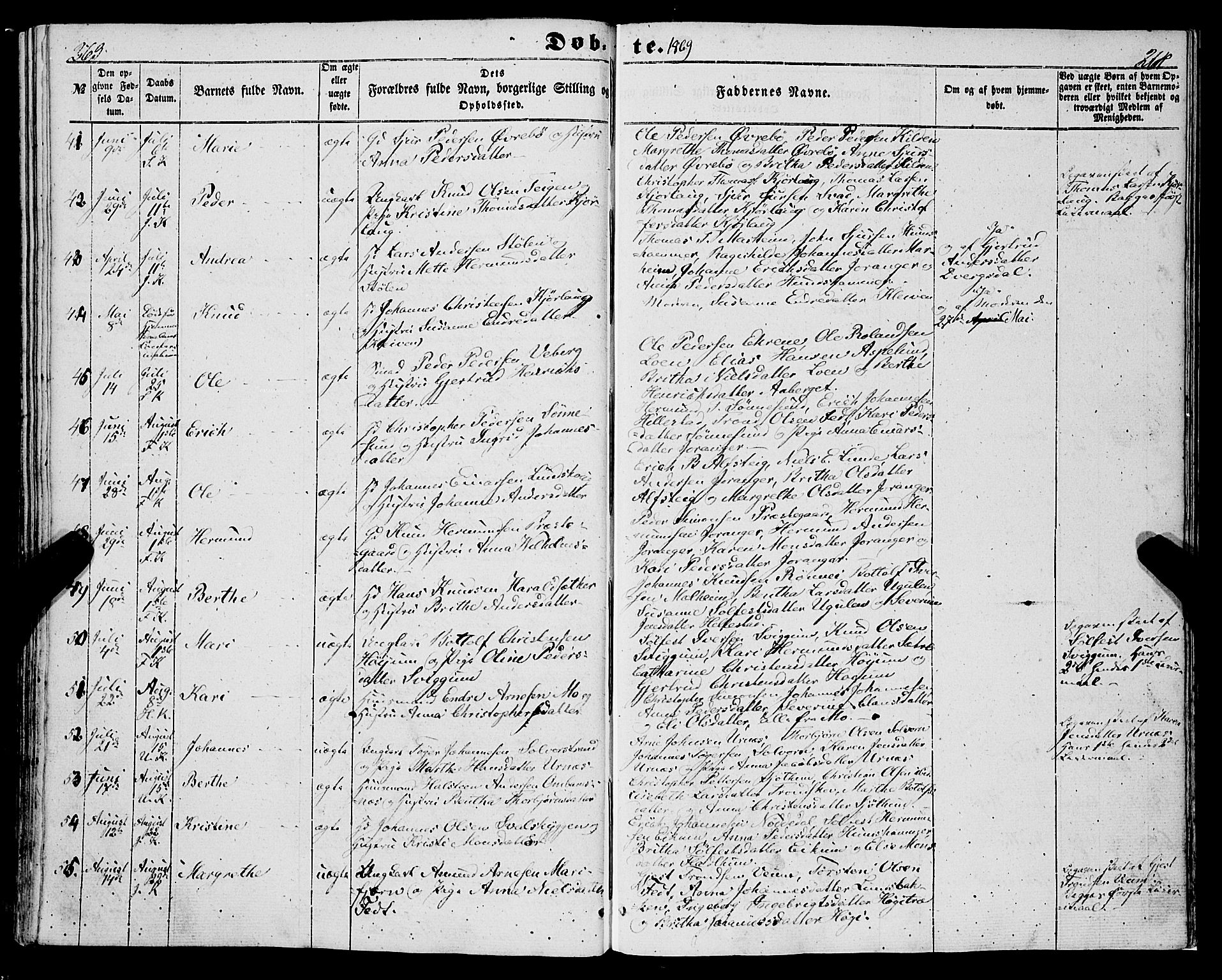 Hafslo sokneprestembete, AV/SAB-A-80301/H/Haa/Haaa/L0009: Parish register (official) no. A 9, 1852-1873, p. 263-264