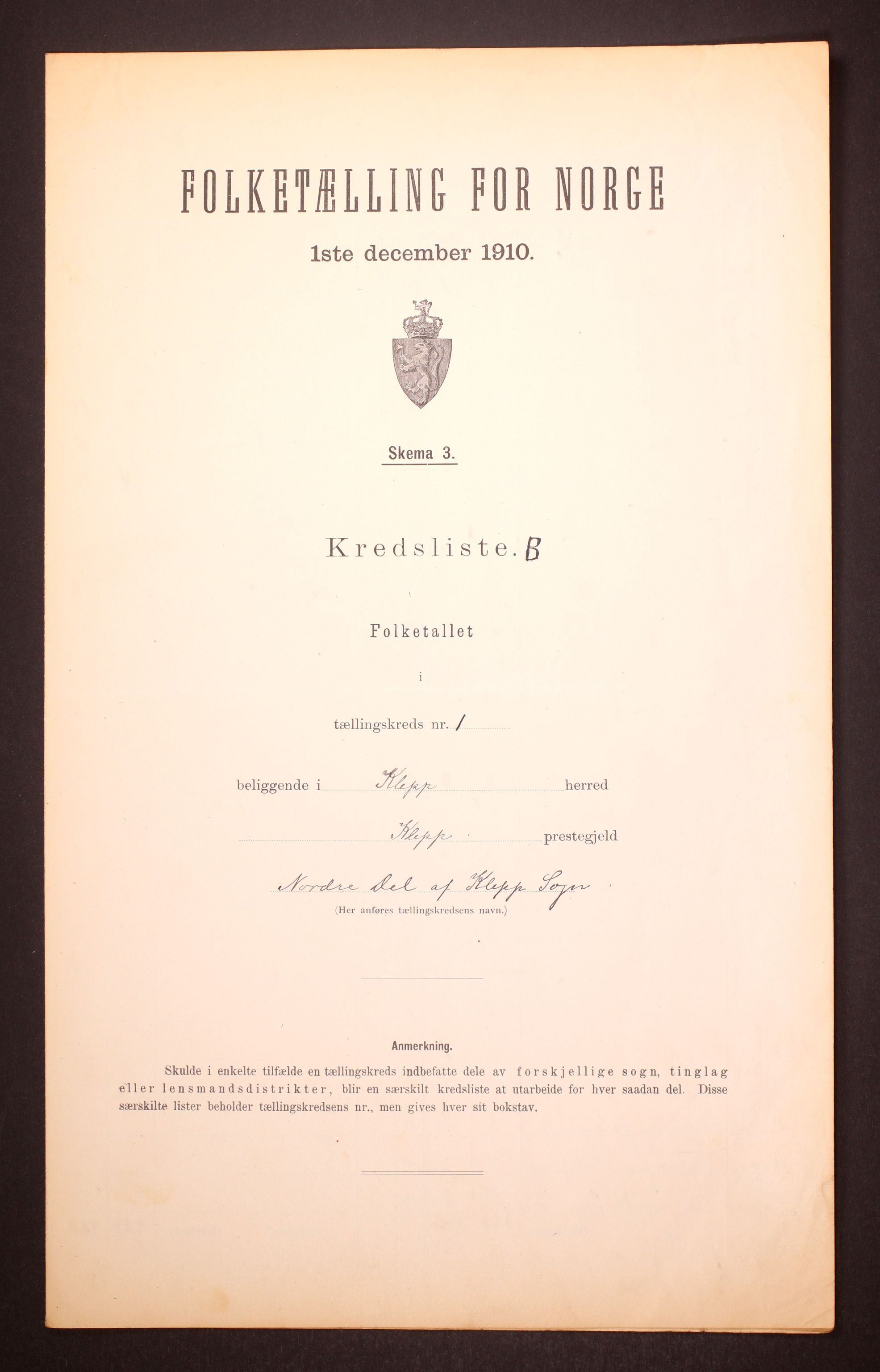 RA, 1910 census for Klepp, 1910, p. 7