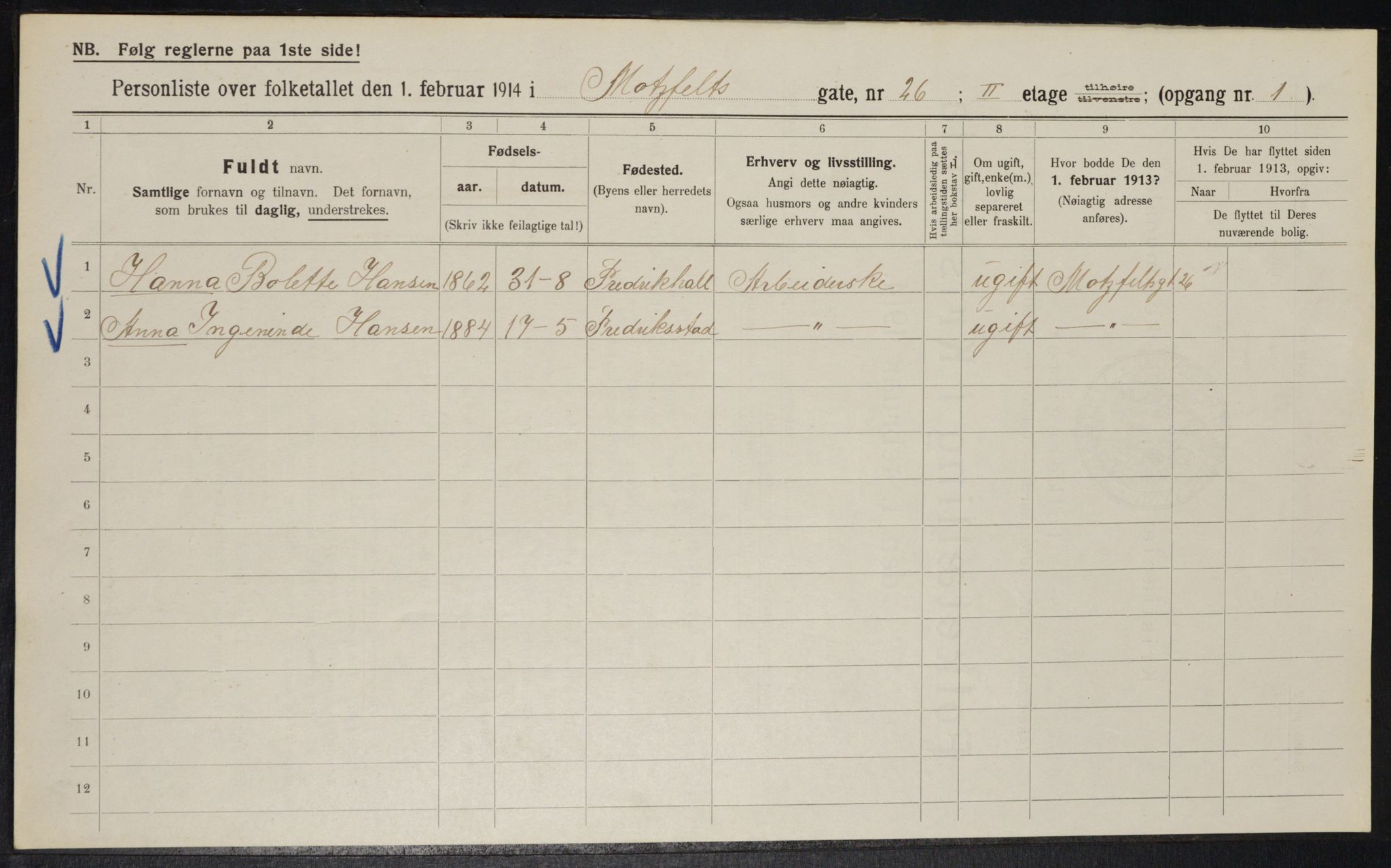 OBA, Municipal Census 1914 for Kristiania, 1914, p. 66390