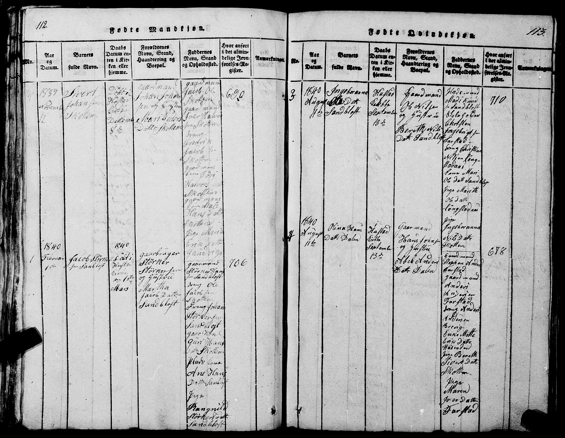 Ministerialprotokoller, klokkerbøker og fødselsregistre - Møre og Romsdal, SAT/A-1454/567/L0781: Parish register (copy) no. 567C01, 1818-1845, p. 112-113