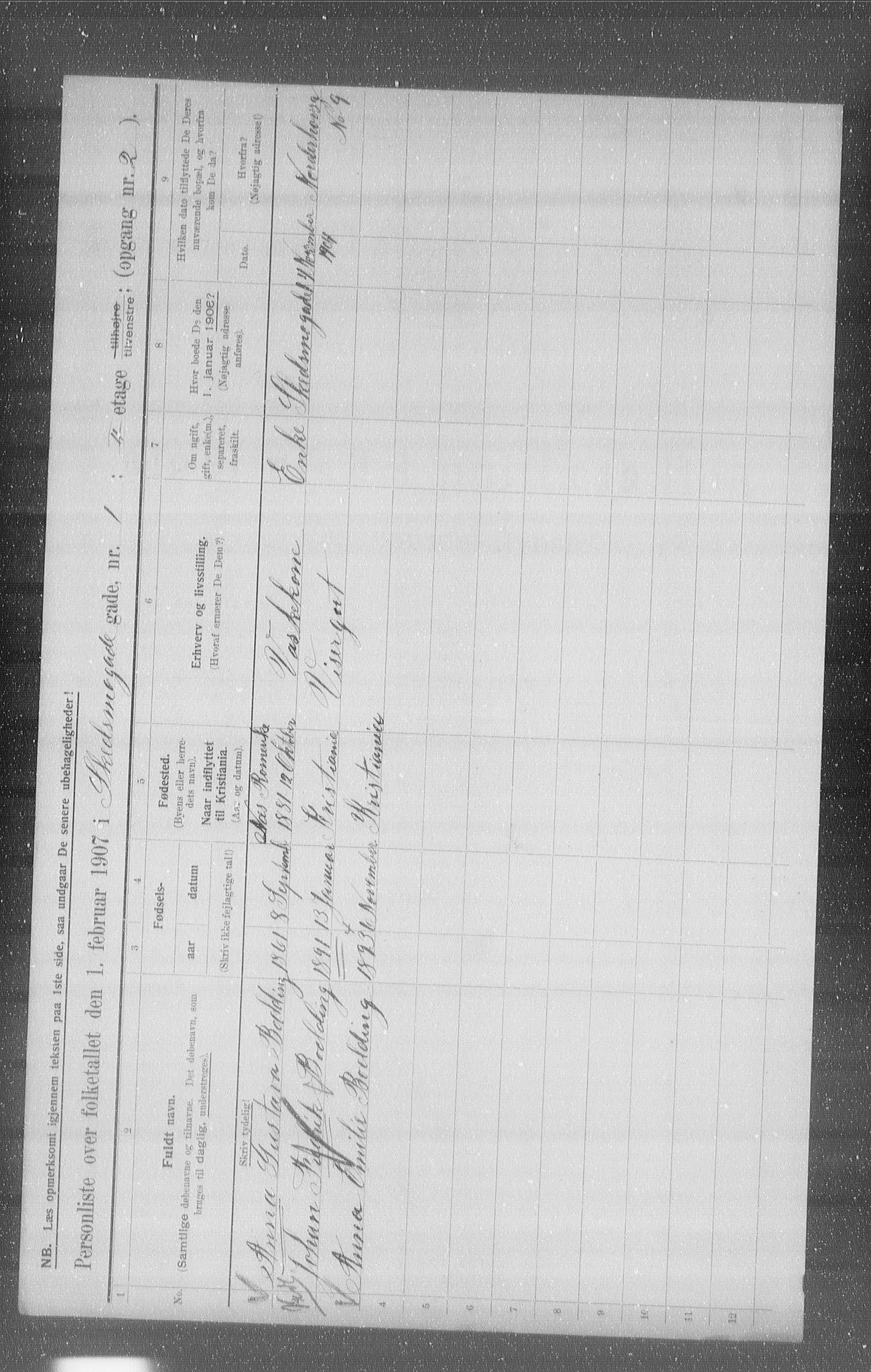 OBA, Municipal Census 1907 for Kristiania, 1907, p. 48634