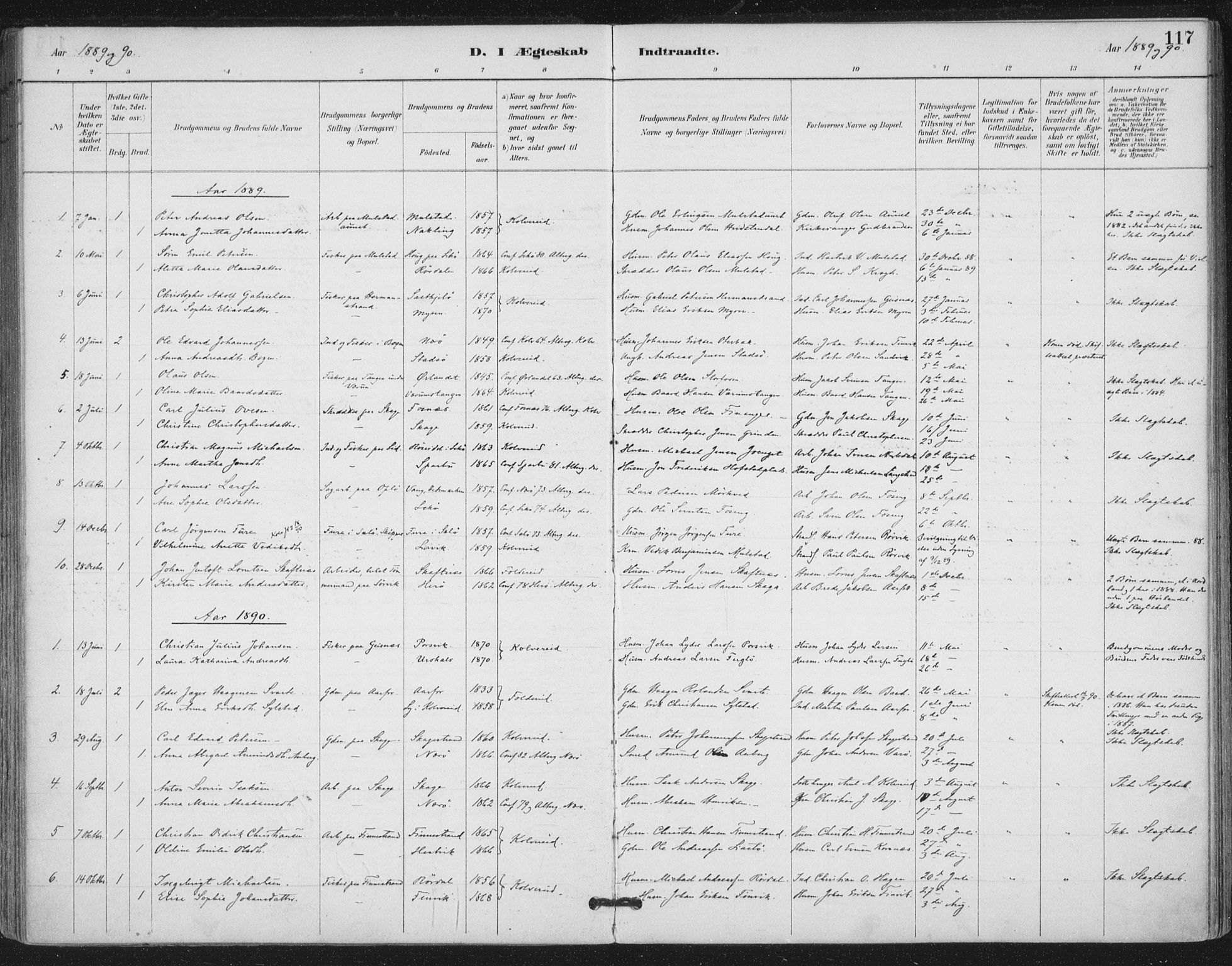 Ministerialprotokoller, klokkerbøker og fødselsregistre - Nord-Trøndelag, SAT/A-1458/780/L0644: Parish register (official) no. 780A08, 1886-1903, p. 117