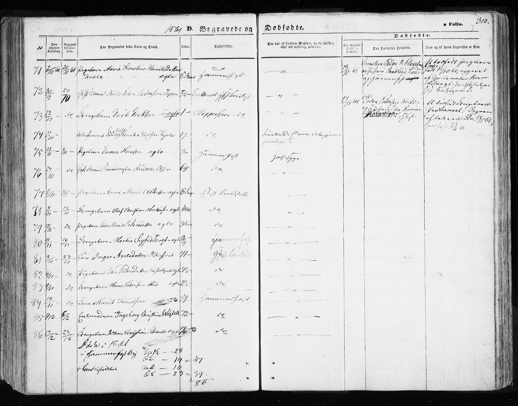 Hammerfest sokneprestkontor, AV/SATØ-S-1347/H/Ha/L0005.kirke: Parish register (official) no. 5, 1857-1869, p. 310