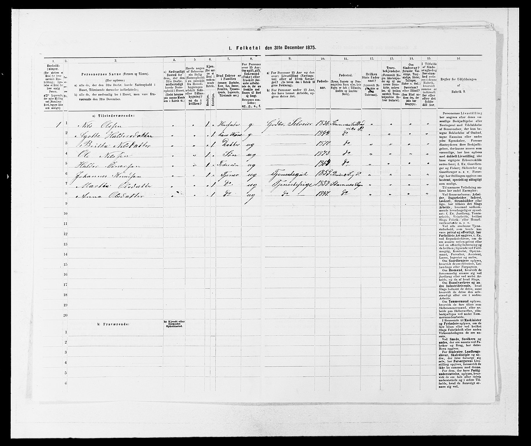 SAB, 1875 census for 1251P Bruvik, 1875, p. 406