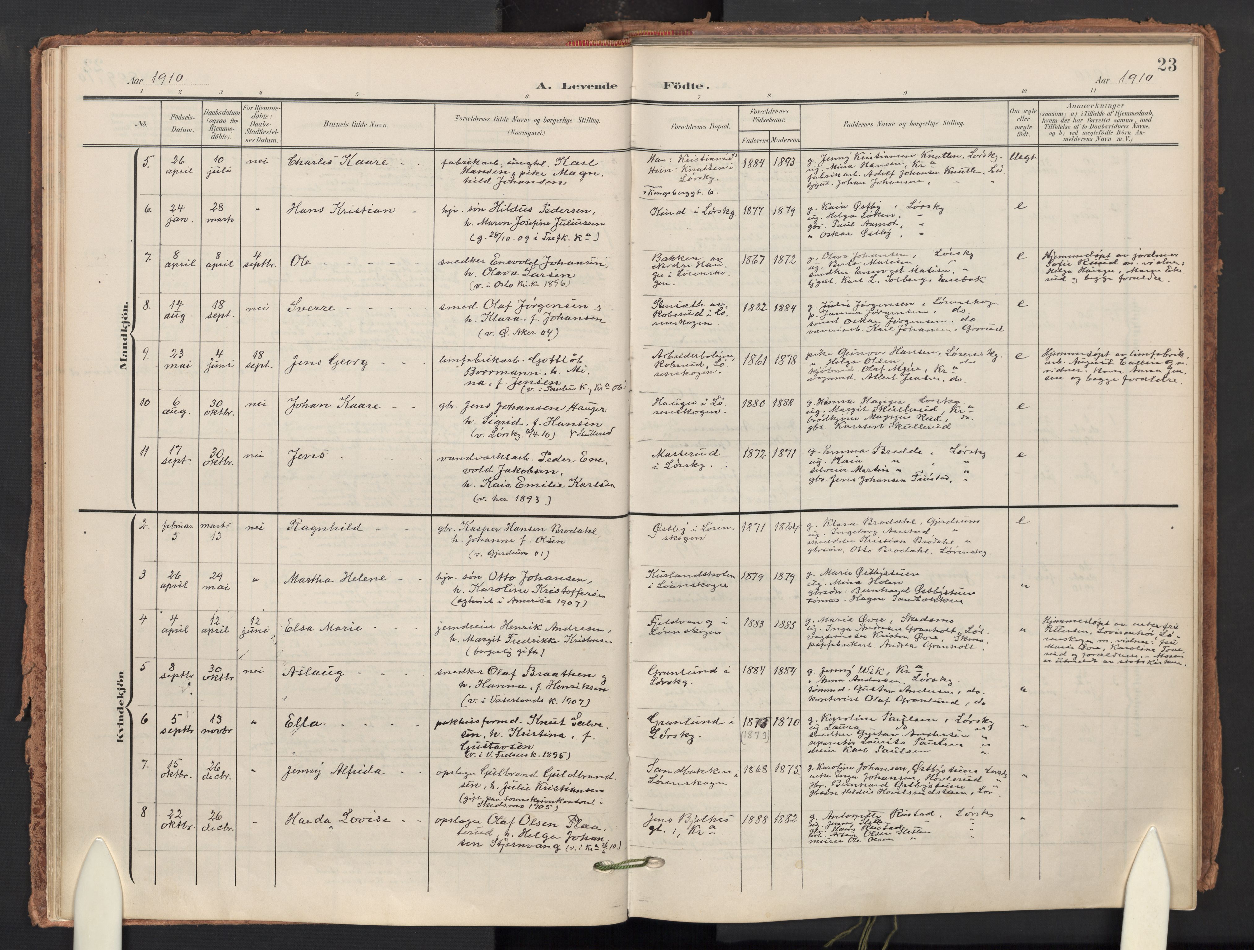 Skedsmo prestekontor Kirkebøker, AV/SAO-A-10033a/F/Fb/L0002: Parish register (official) no. II 2, 1902-1921, p. 23