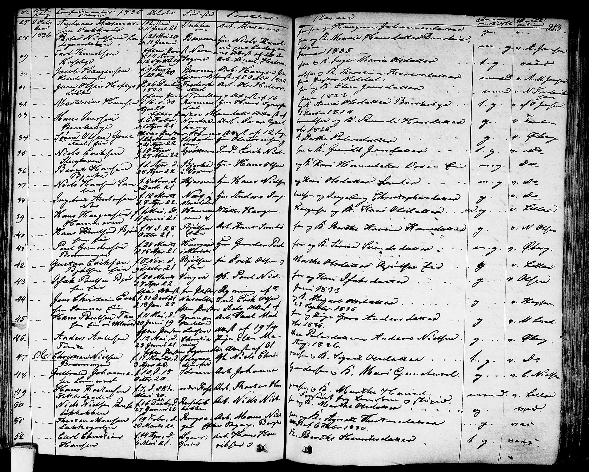 Aker prestekontor kirkebøker, SAO/A-10861/F/L0018: Parish register (official) no. 17, 1829-1852, p. 213