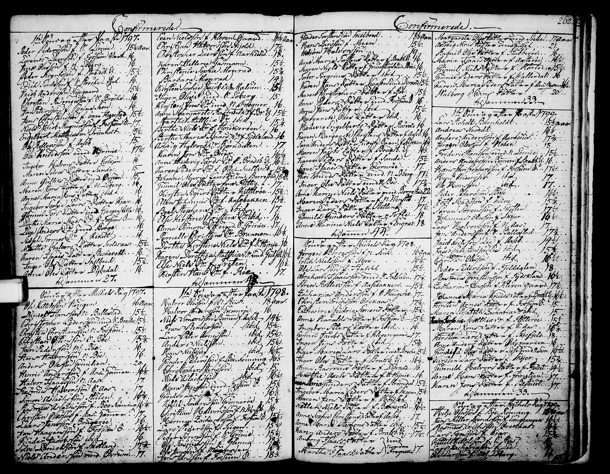 Gjerpen kirkebøker, SAKO/A-265/F/Fa/L0003: Parish register (official) no. I 3, 1796-1814, p. 262