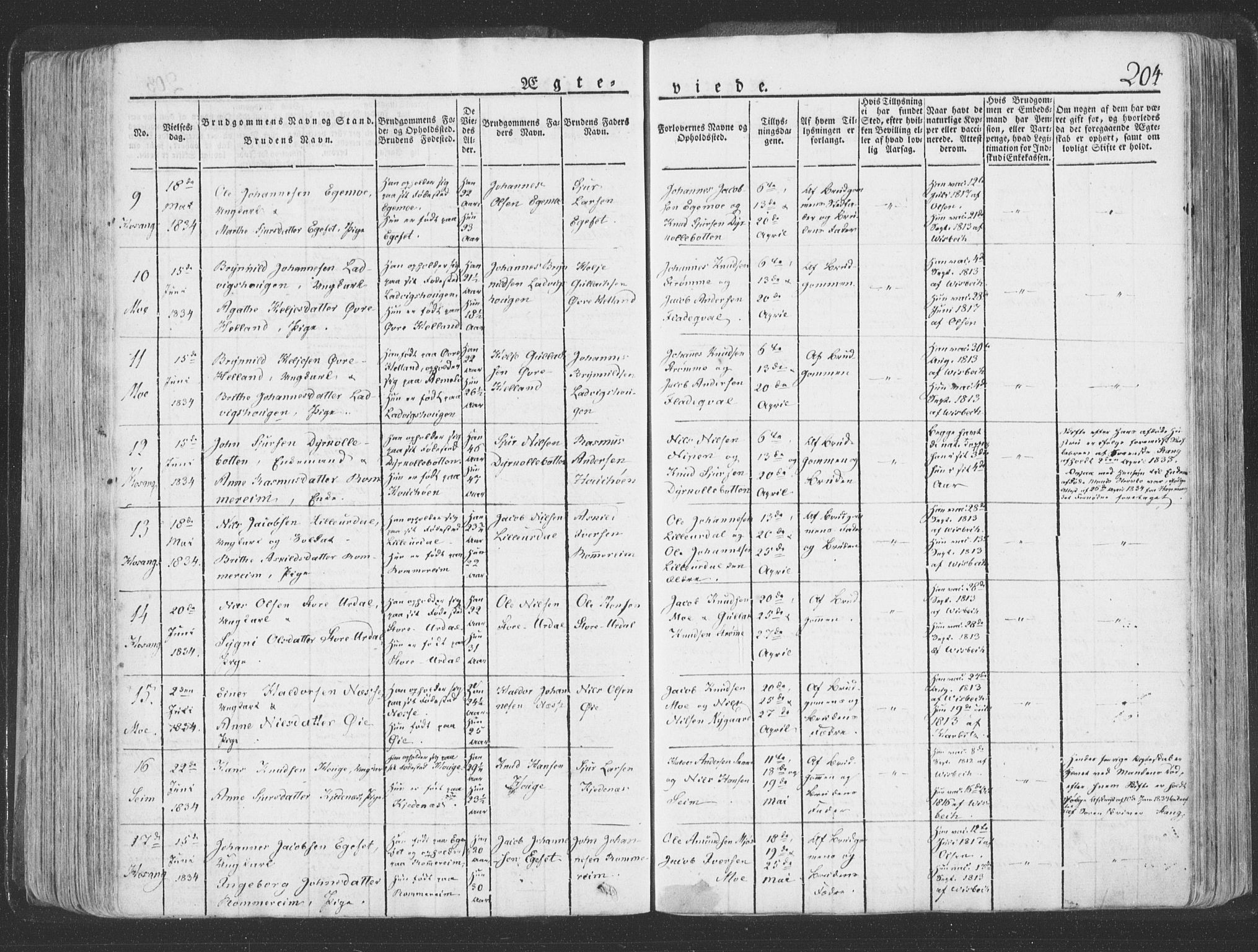 Hosanger sokneprestembete, AV/SAB-A-75801/H/Haa: Parish register (official) no. A 6, 1824-1835, p. 204