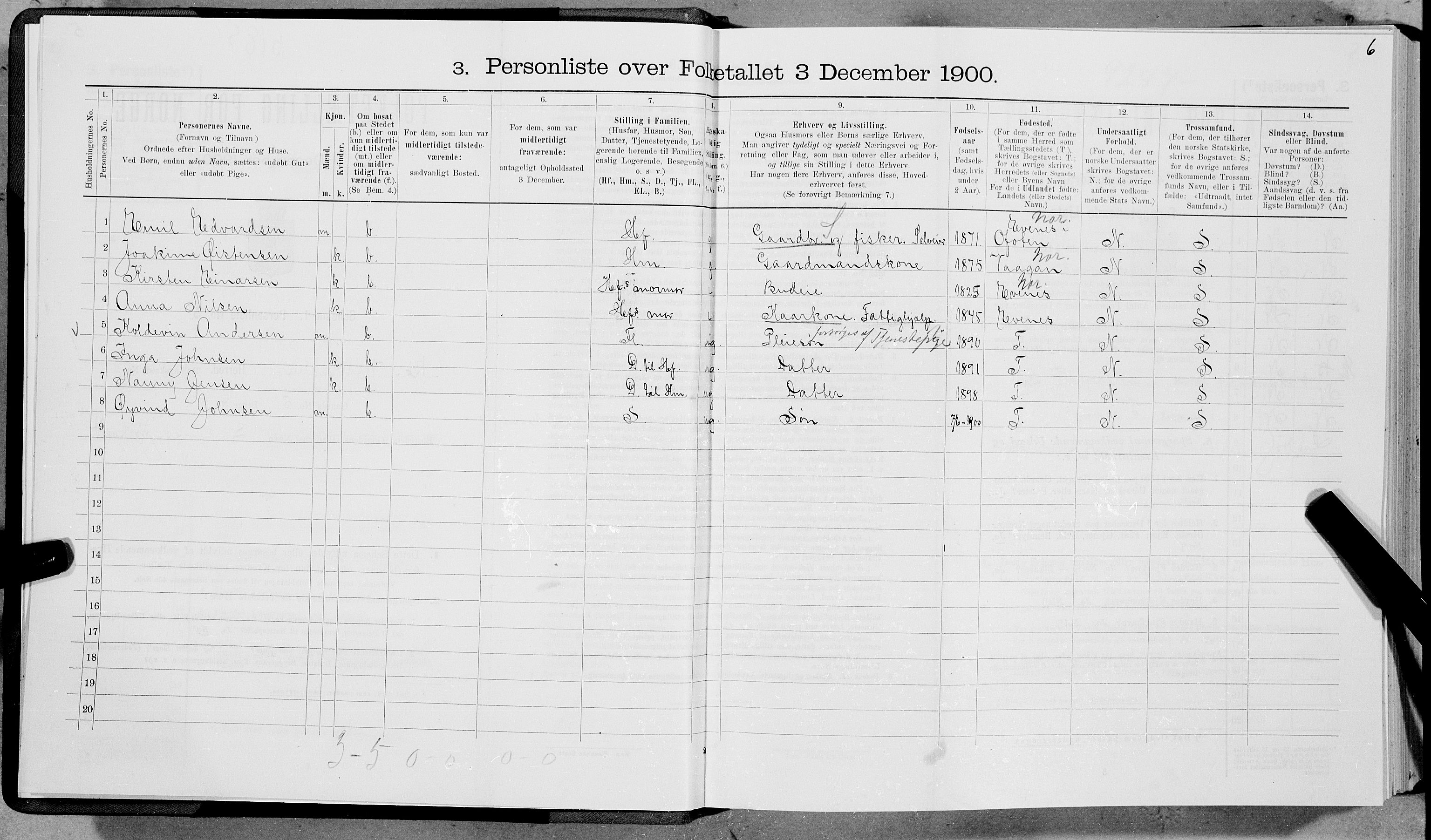 SAT, 1900 census for Bø, 1900, p. 31