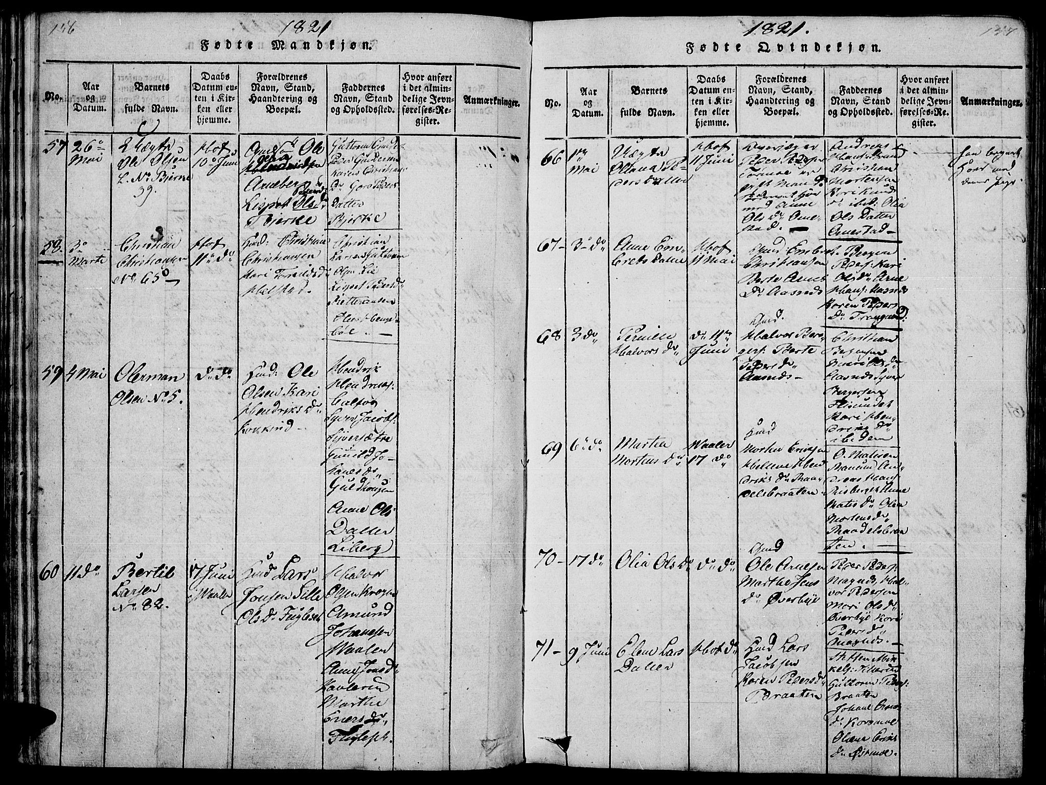 Hof prestekontor, AV/SAH-PREST-038/H/Ha/Haa/L0005: Parish register (official) no. 5, 1816-1822, p. 156-157