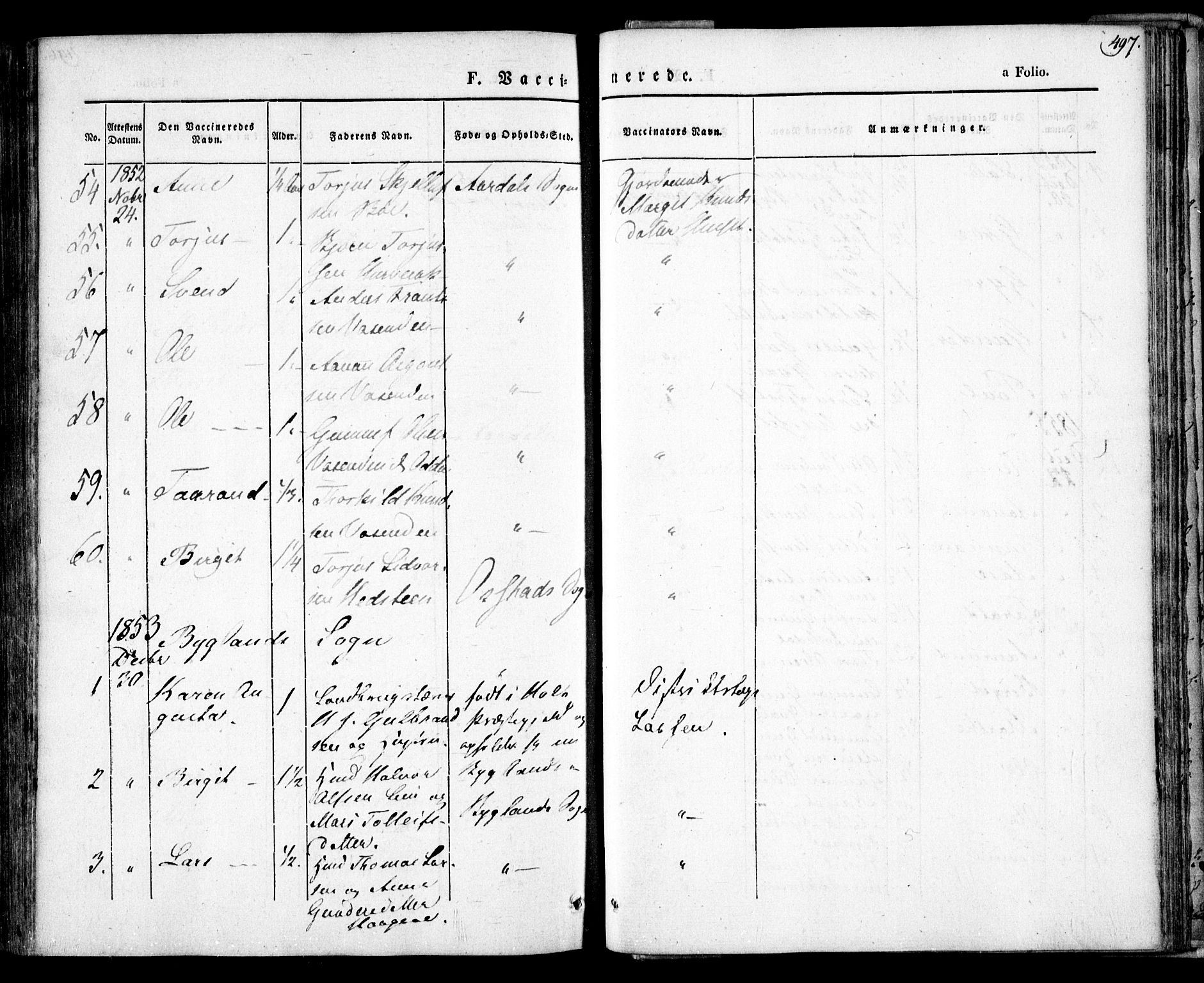 Bygland sokneprestkontor, AV/SAK-1111-0006/F/Fa/Fab/L0004: Parish register (official) no. A 4, 1842-1858, p. 497