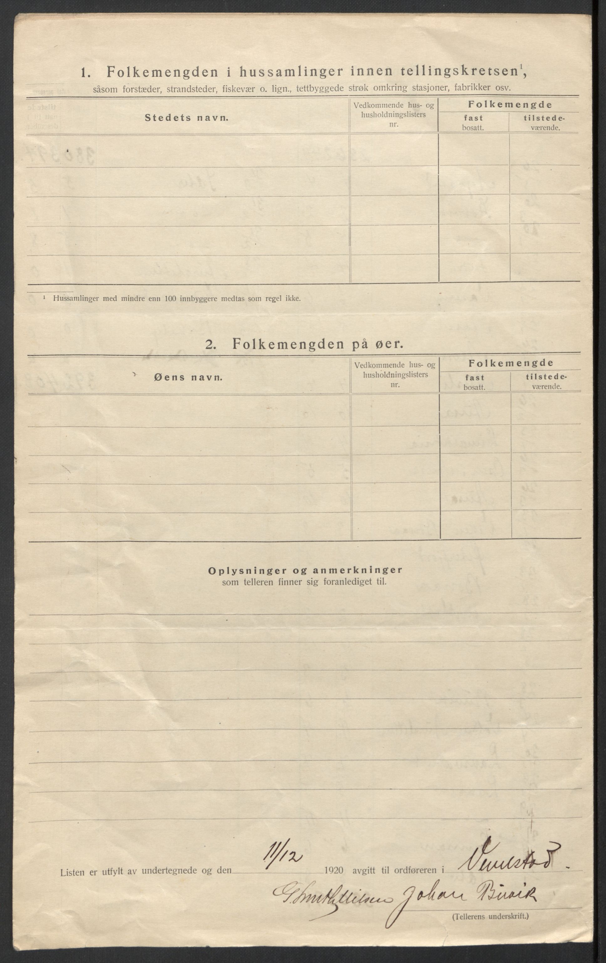 SAT, 1920 census for Vevelstad, 1920, p. 15