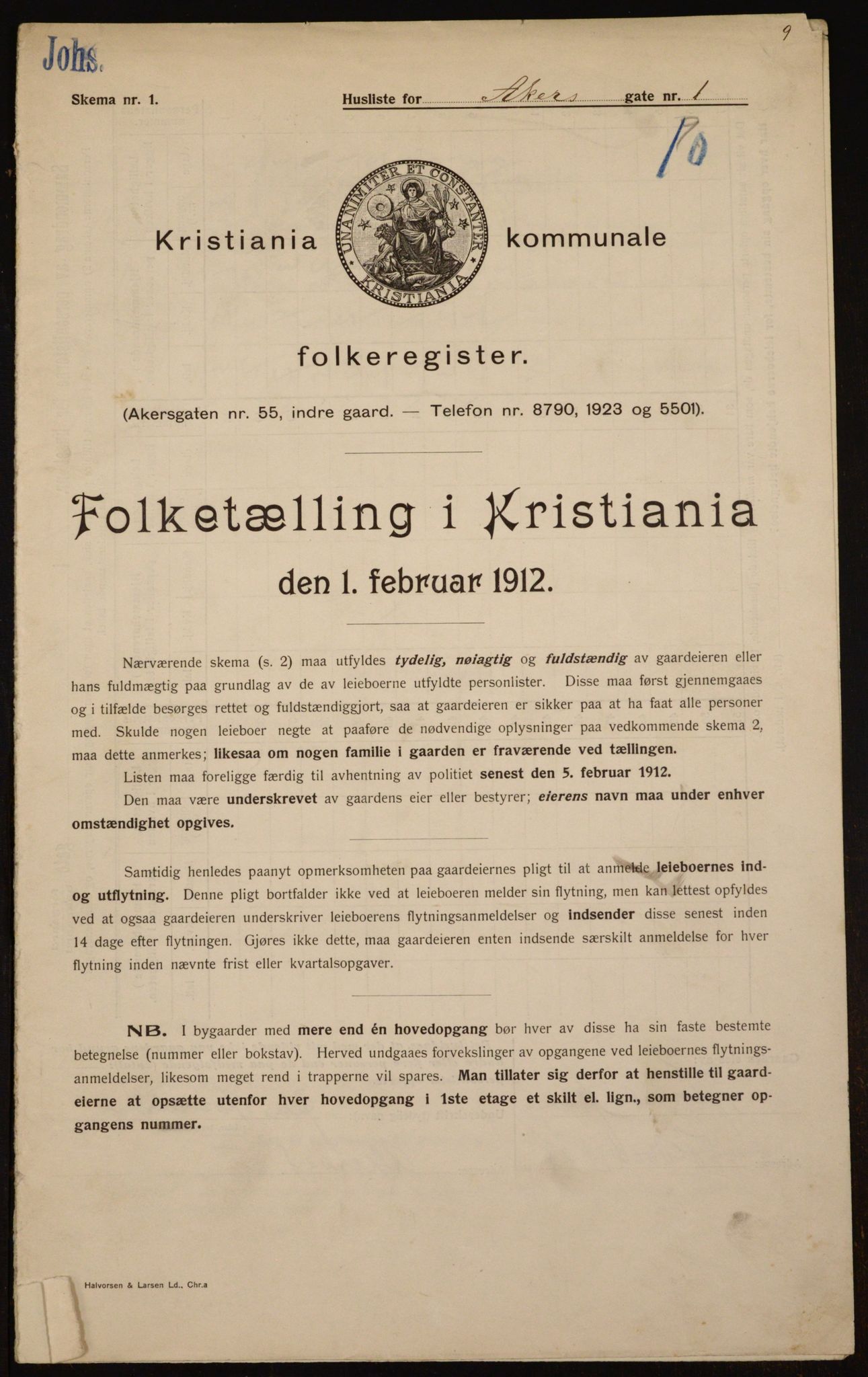 OBA, Municipal Census 1912 for Kristiania, 1912, p. 303