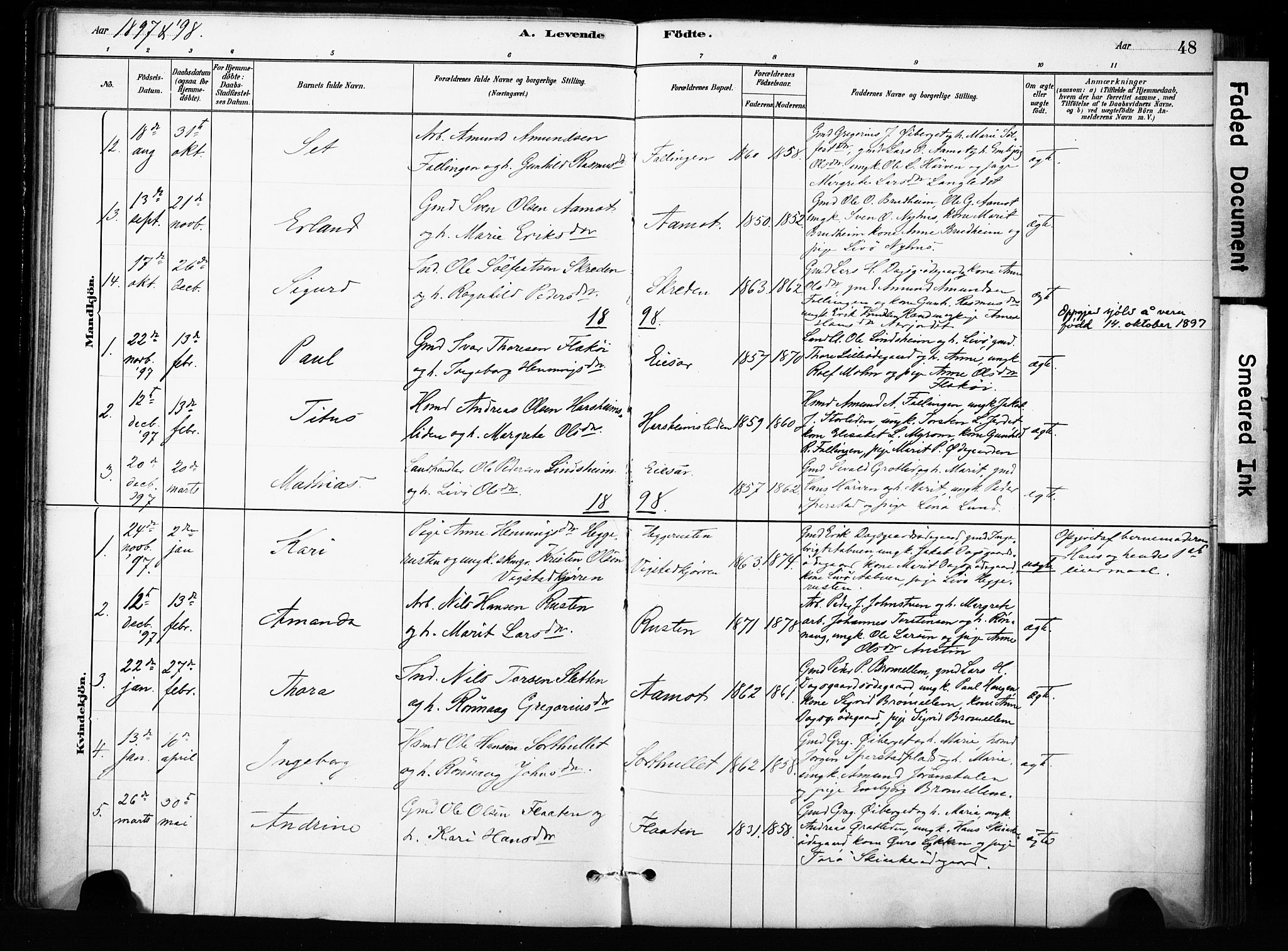 Skjåk prestekontor, SAH/PREST-072/H/Ha/Haa/L0004: Parish register (official) no. 4, 1880-1904, p. 48