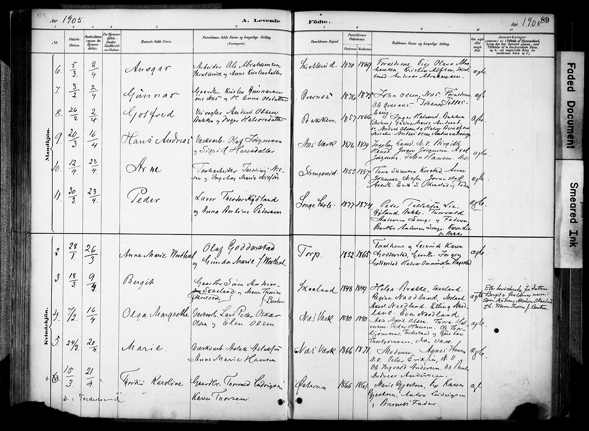 Holt sokneprestkontor, AV/SAK-1111-0021/F/Fa/L0012: Parish register (official) no. A 12, 1885-1907, p. 89