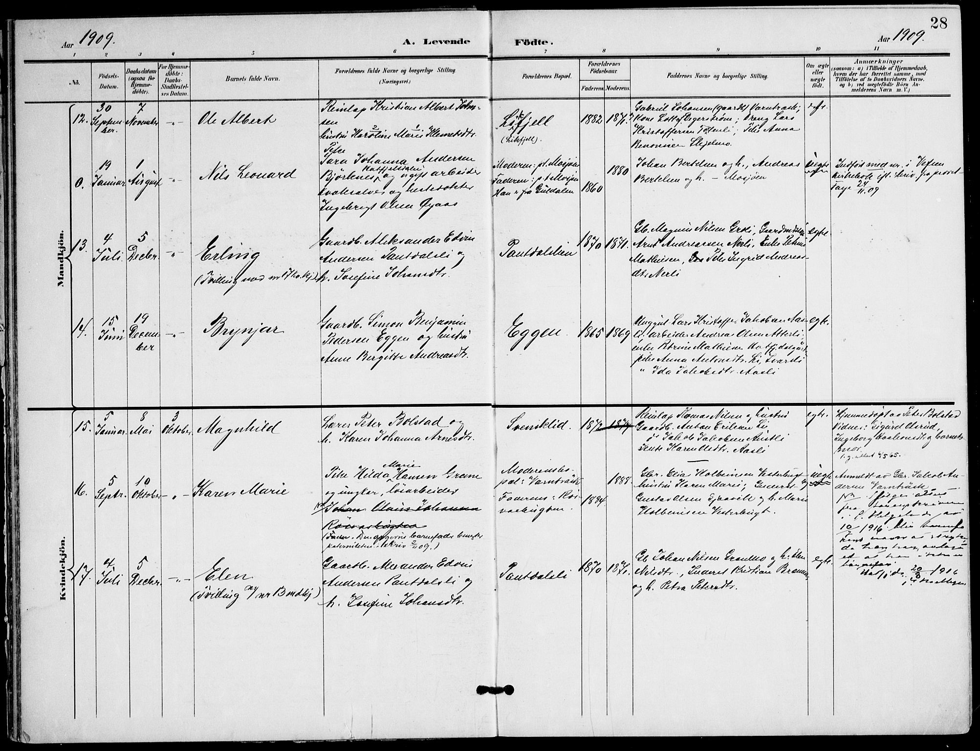 Ministerialprotokoller, klokkerbøker og fødselsregistre - Nordland, AV/SAT-A-1459/823/L0326: Parish register (official) no. 823A03, 1899-1919, p. 28