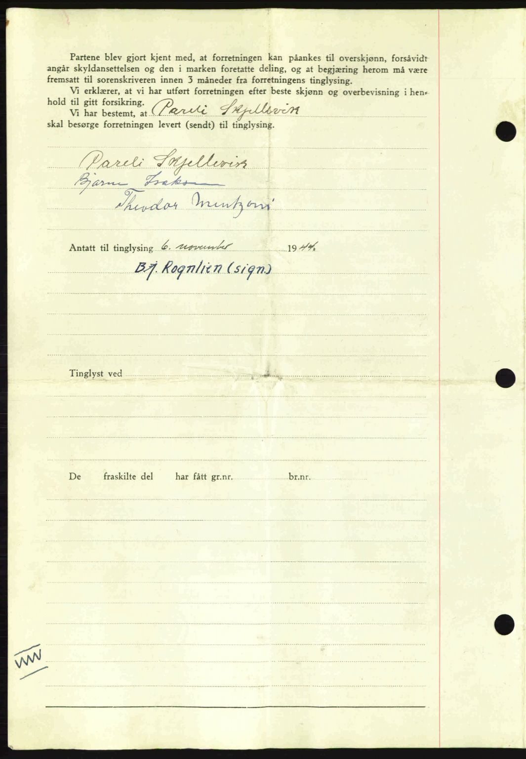 Salten sorenskriveri, SAT/A-4578/1/2/2C: Mortgage book no. A14-15, 1943-1945, Diary no: : 2416/1944