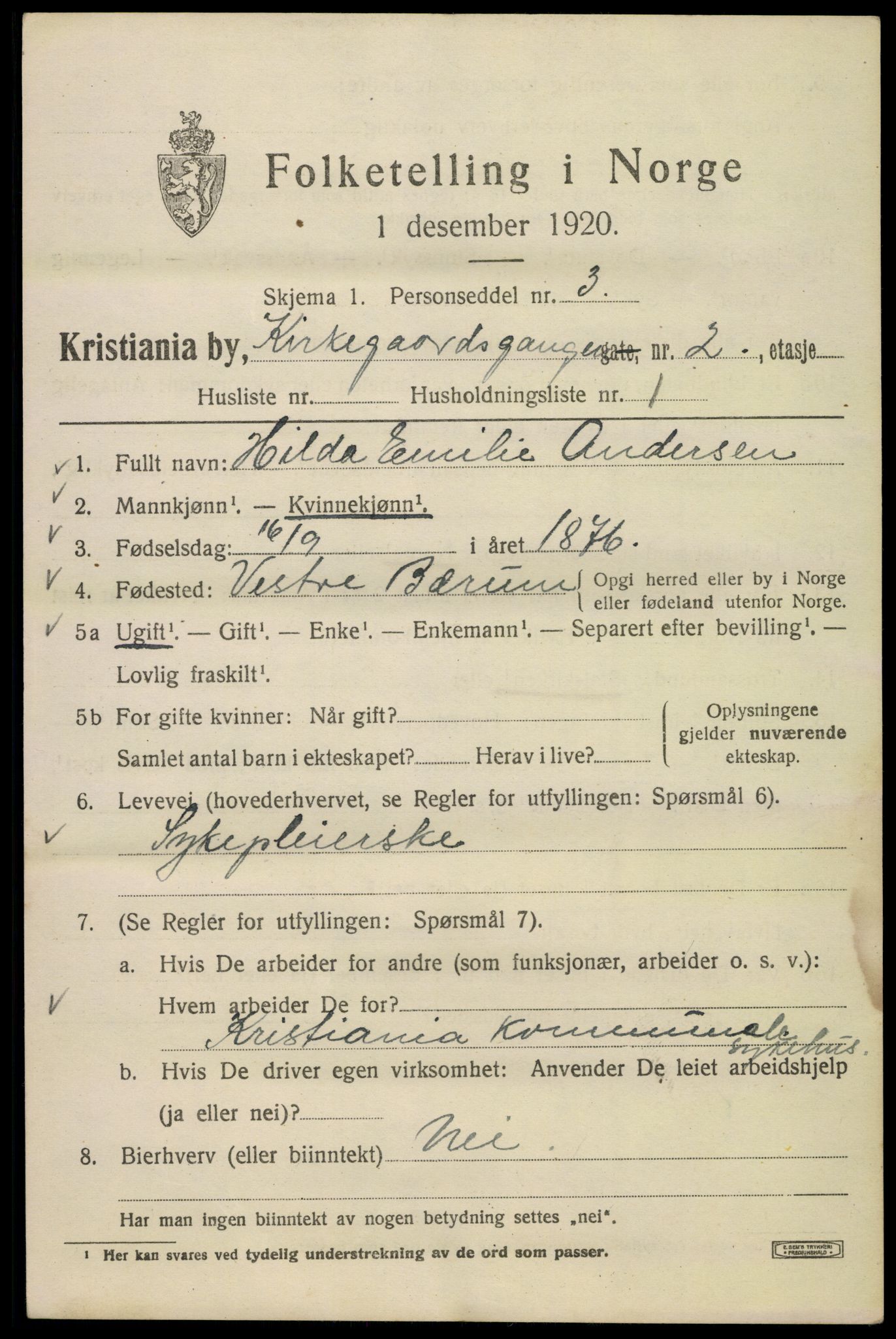 SAO, 1920 census for Kristiania, 1920, p. 333369