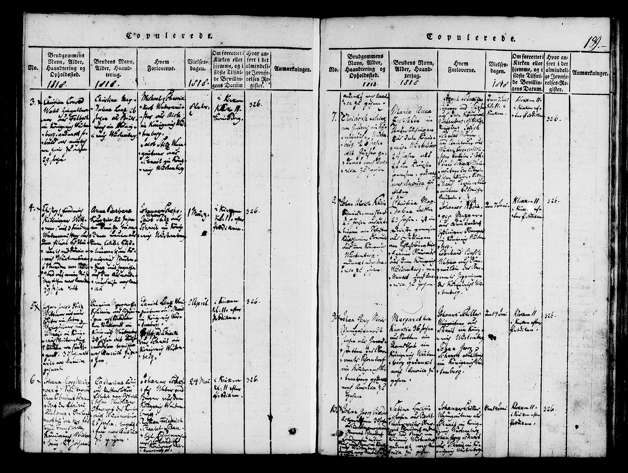 Mariakirken Sokneprestembete, SAB/A-76901/H/Haa/L0005: Parish register (official) no. A 5, 1815-1845, p. 189