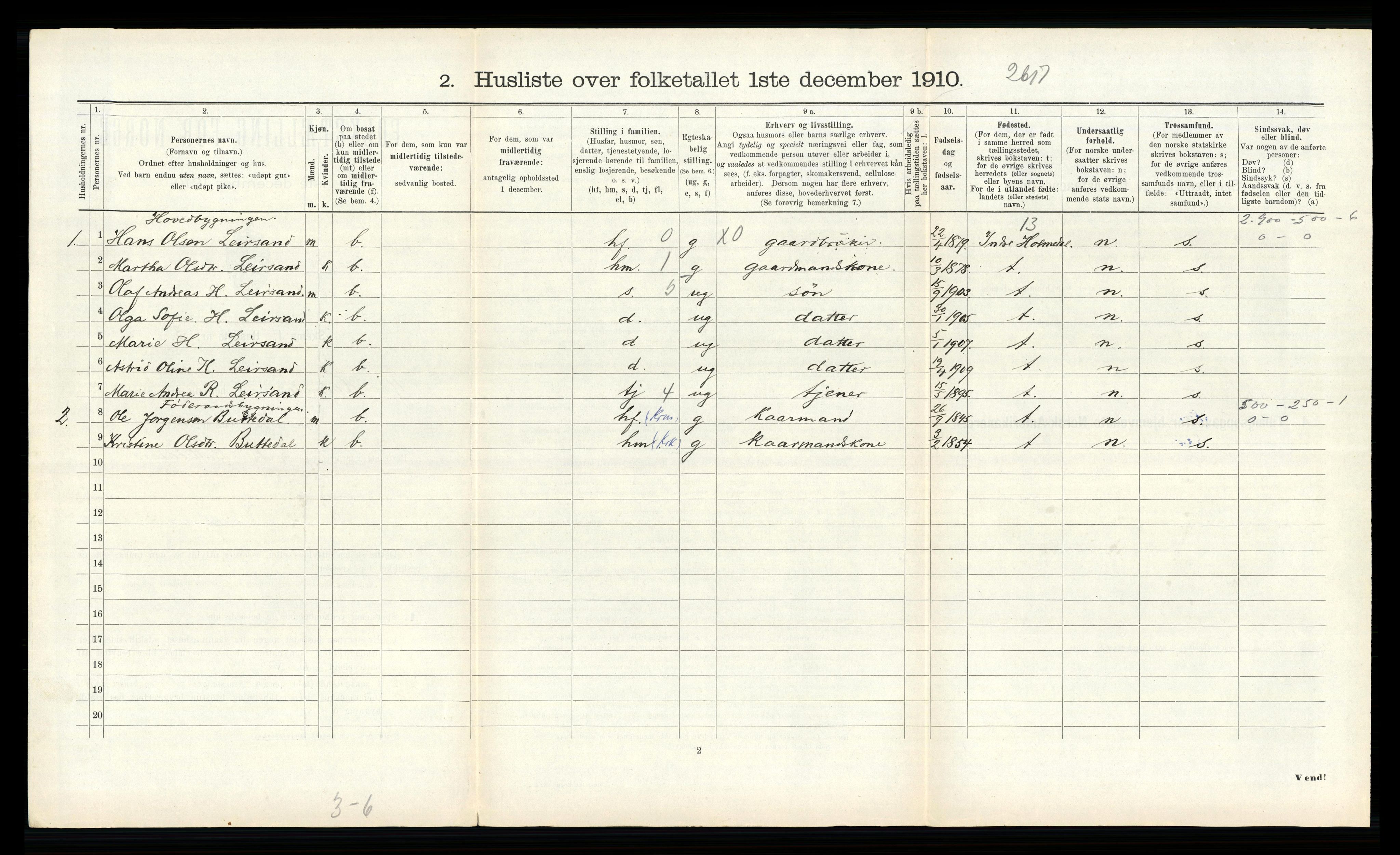 RA, 1910 census for Ytre Holmedal, 1910, p. 983
