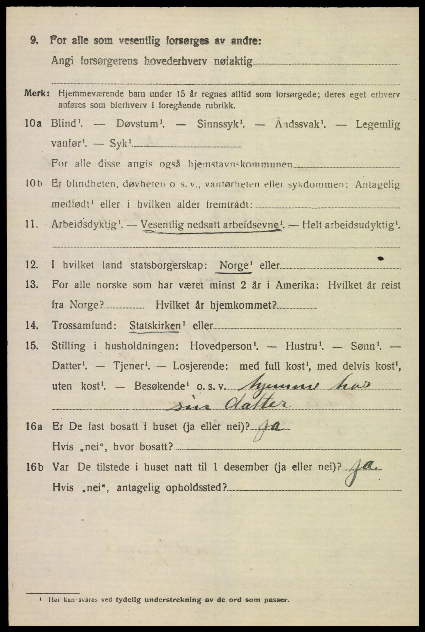 SAK, 1920 census for Austad, 1920, p. 1886