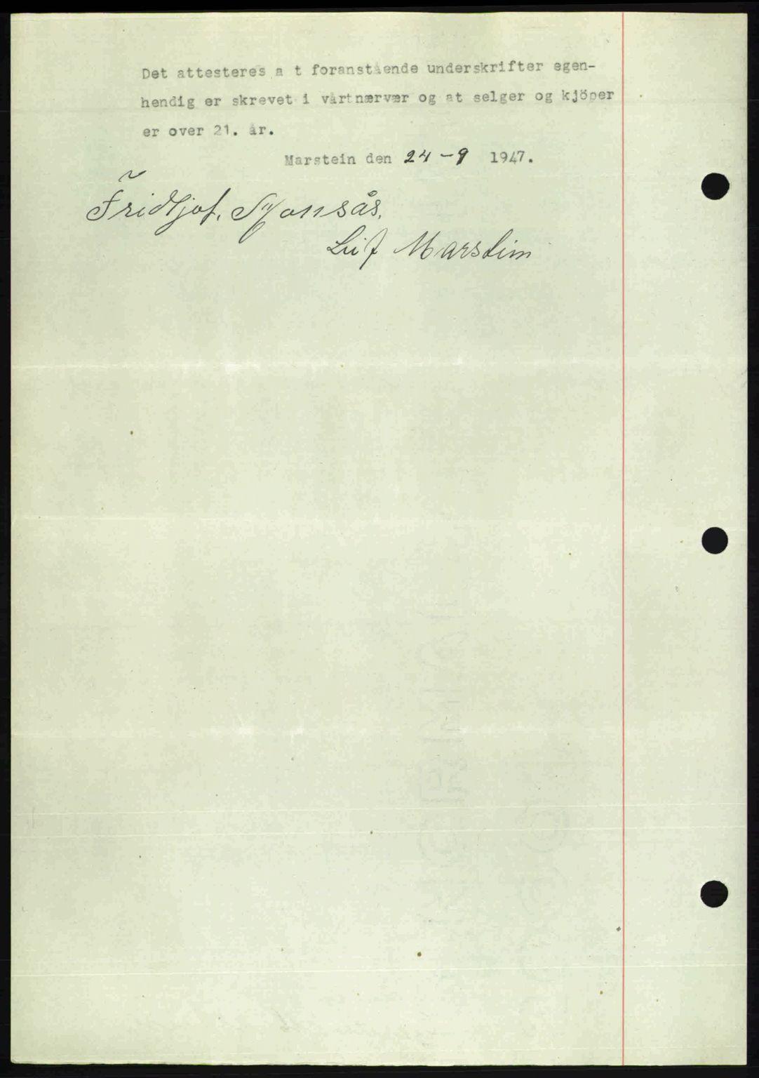 Romsdal sorenskriveri, SAT/A-4149/1/2/2C: Mortgage book no. A24, 1947-1947, Diary no: : 2434/1947