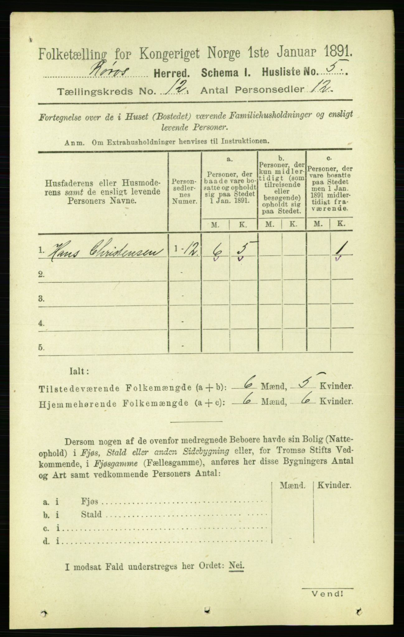 RA, 1891 census for 1640 Røros, 1891, p. 2353