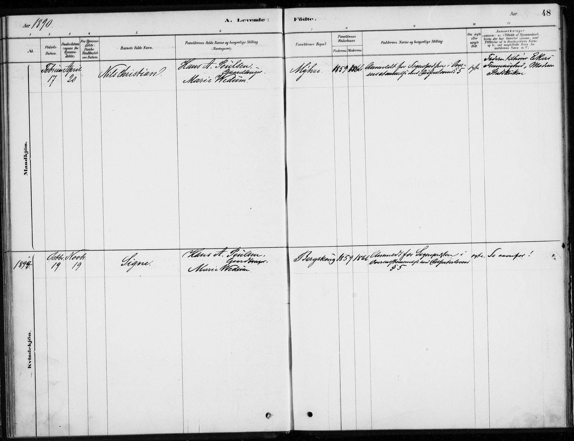 Åssiden kirkebøker, AV/SAKO-A-251/F/Fa/L0001: Parish register (official) no. 1, 1878-1904, p. 48