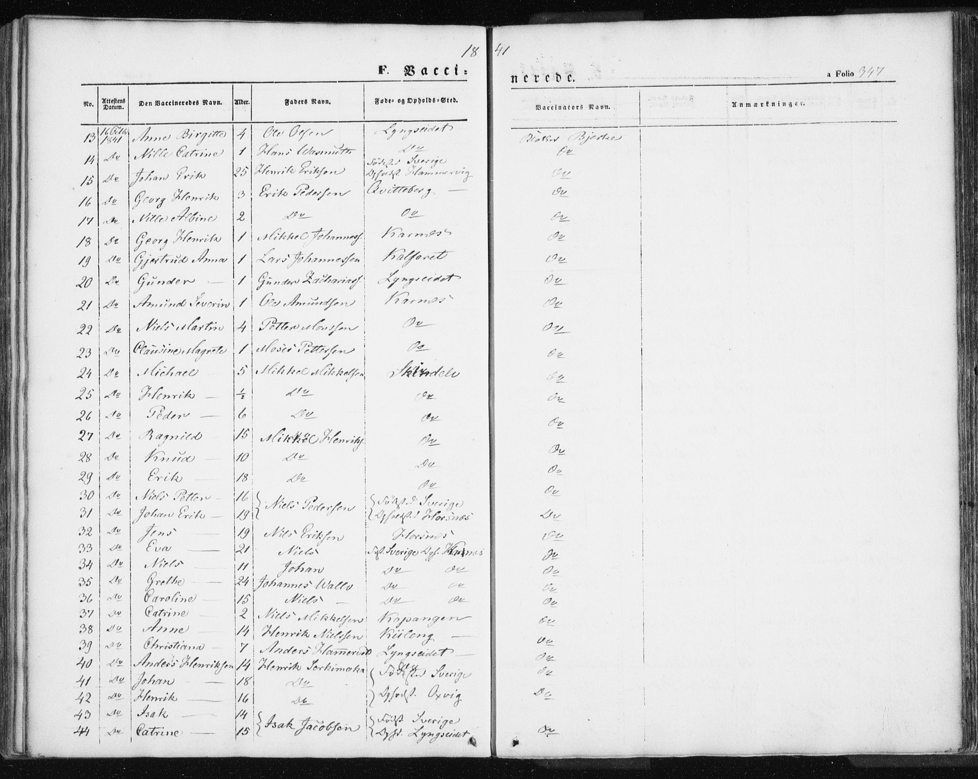 Lyngen sokneprestembete, AV/SATØ-S-1289/H/He/Hea/L0004kirke: Parish register (official) no. 4, 1839-1858, p. 347