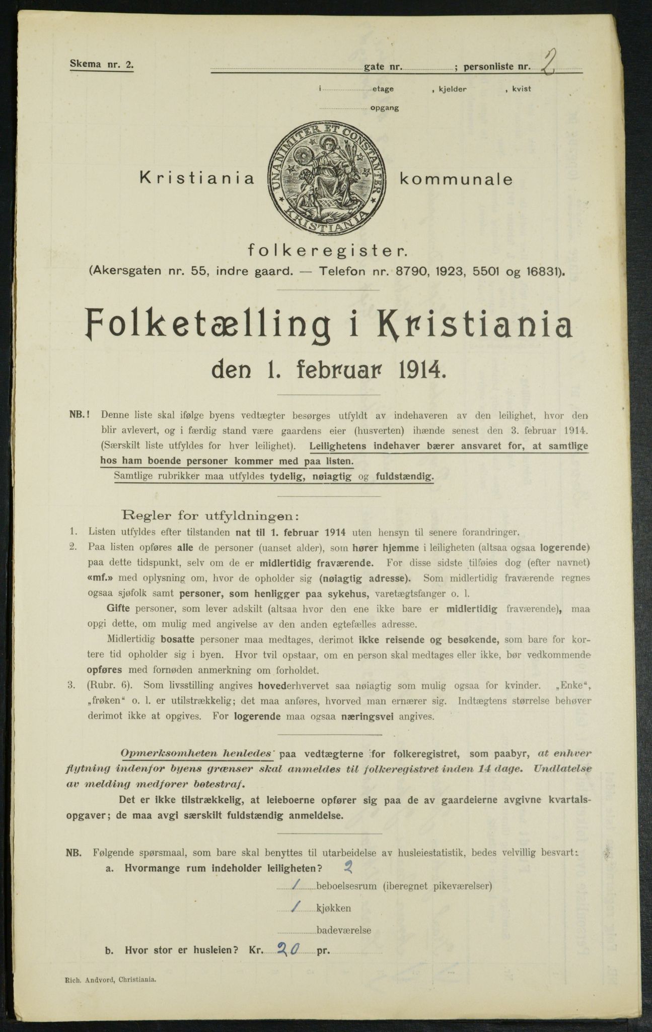 OBA, Municipal Census 1914 for Kristiania, 1914, p. 16395