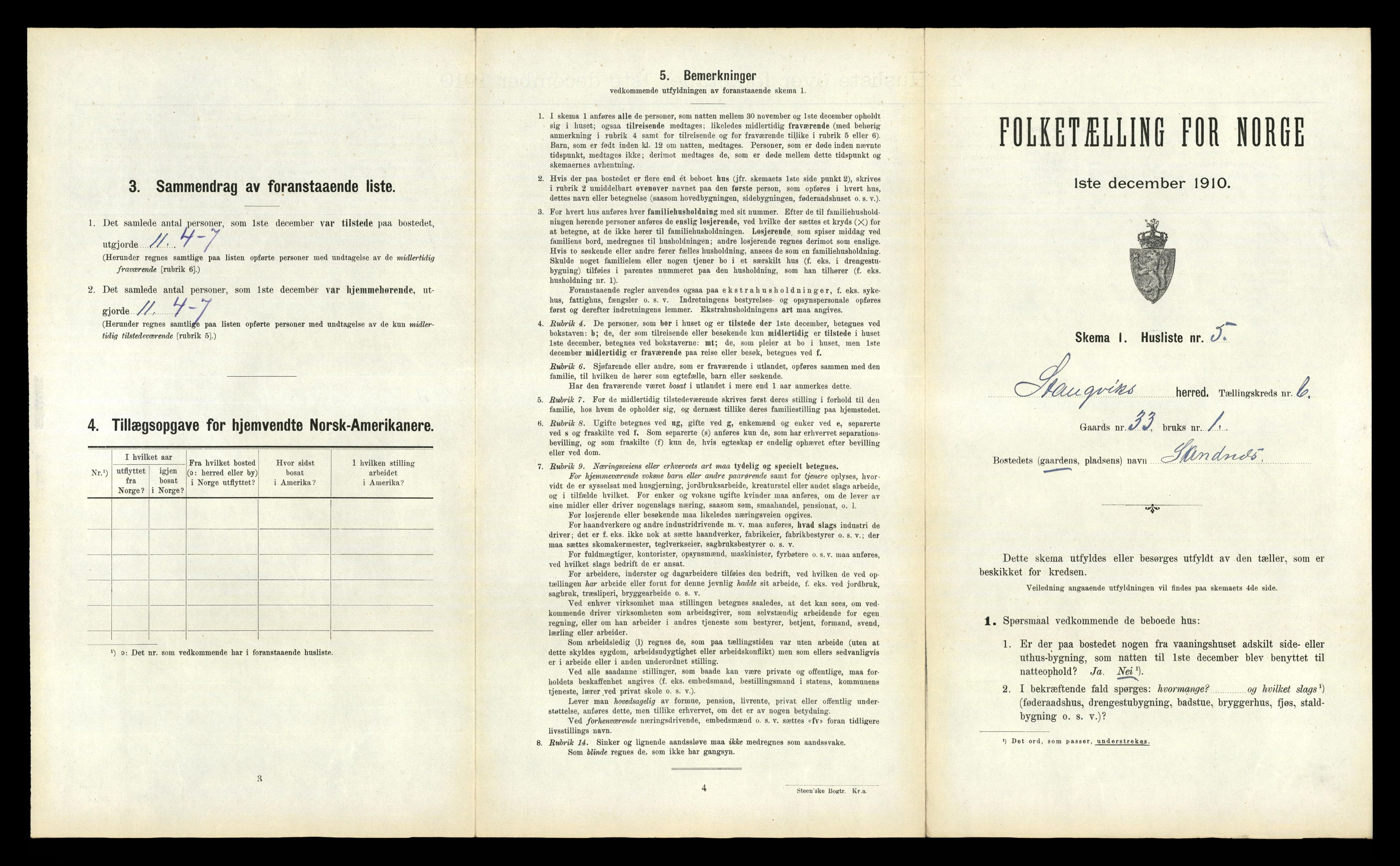 RA, 1910 census for Stangvik, 1910, p. 598